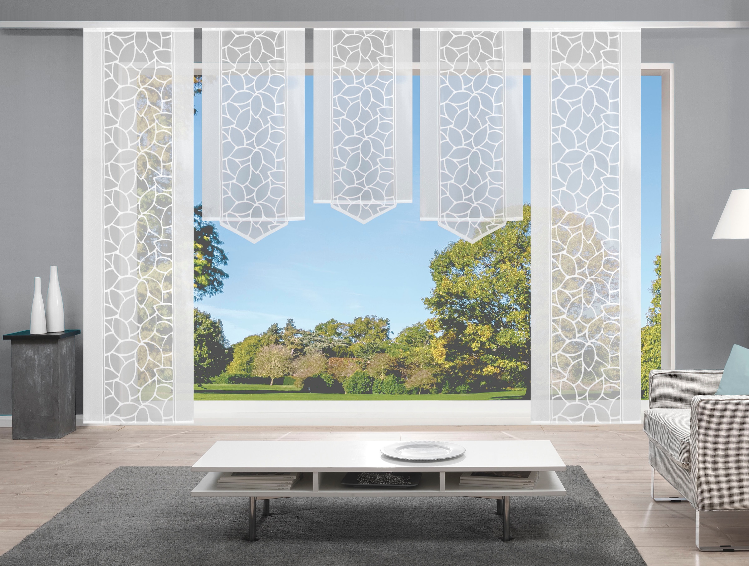 HOME WOHNIDEEN Rideau coulissant »JENNA« Velcro 5 cuis tlg. Schiebevorhang Jacquard Set