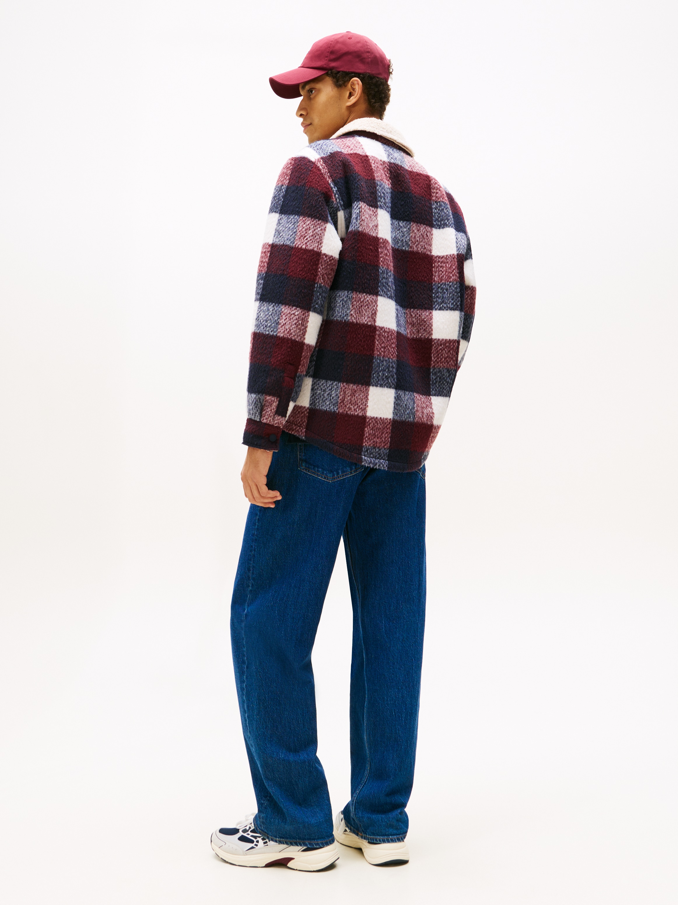 Tommy Jeans Chemise à carreaux »CHECK TEDDY OVERSHIRT« Overshirt Jacke Holzfäller kRegular fit mit Rundhalsausschnitt