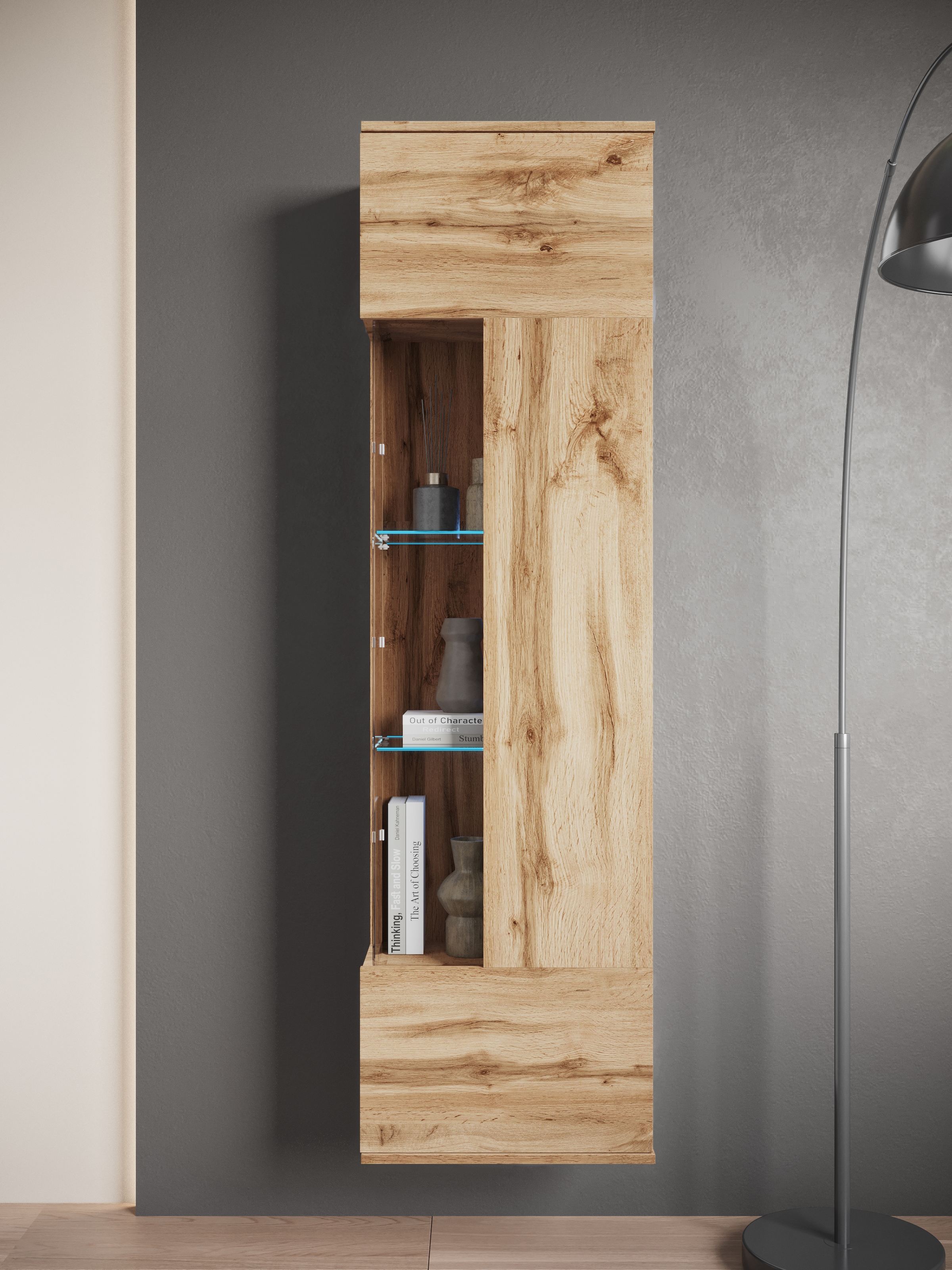 GOODproduct Vitrine »Kenia, stehend und hängend, Türanschlag wechselbar« 1 Stk. tlg. Vitrineschrank mit Glastüren 160 cm Höhe