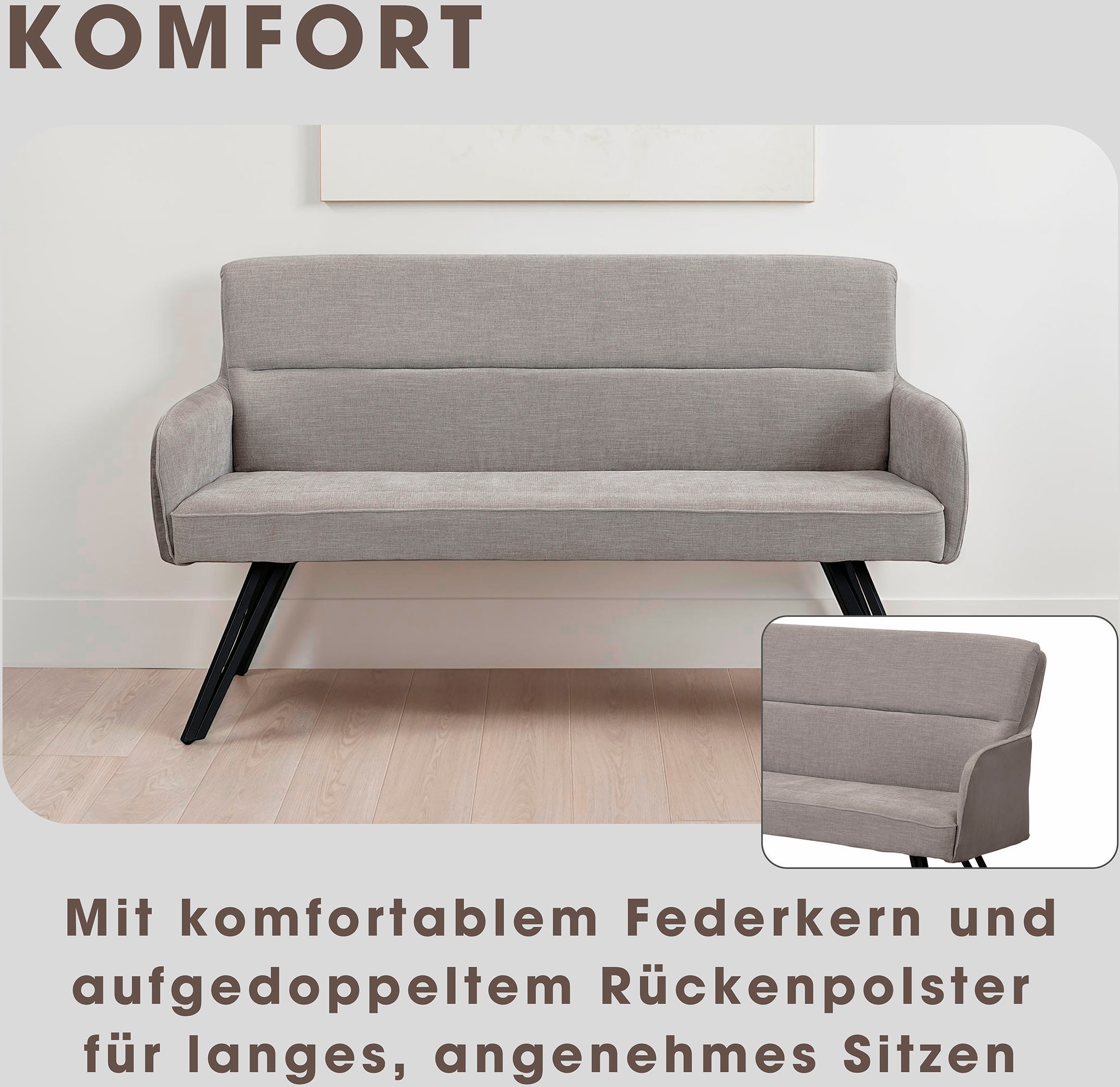 byLIVING Banc »Tino« 1 cuis tlg. mit Federkernpolsterung in 140 oder 160cm, hochwertige Polsterbezüge