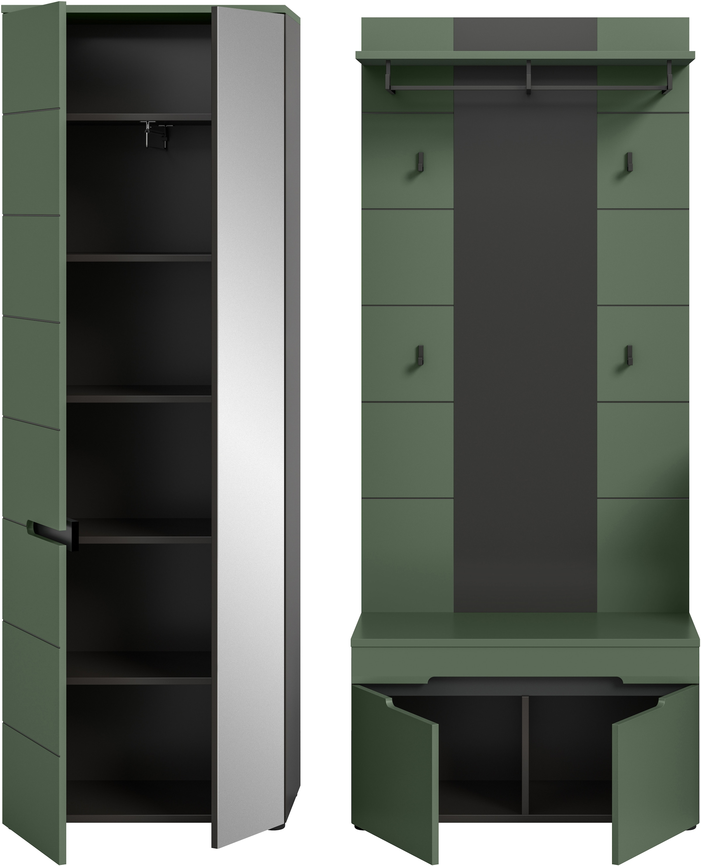 Home affaire Ensemble de vestiaires »REHAT, TOPSELLER!, 3-teilig, Breite 160 cm, individuell erweiterbar« Ensemble, bestehend aus: Garderobenschrank, Sitzbank und Paneel, 3 cuis tlg.