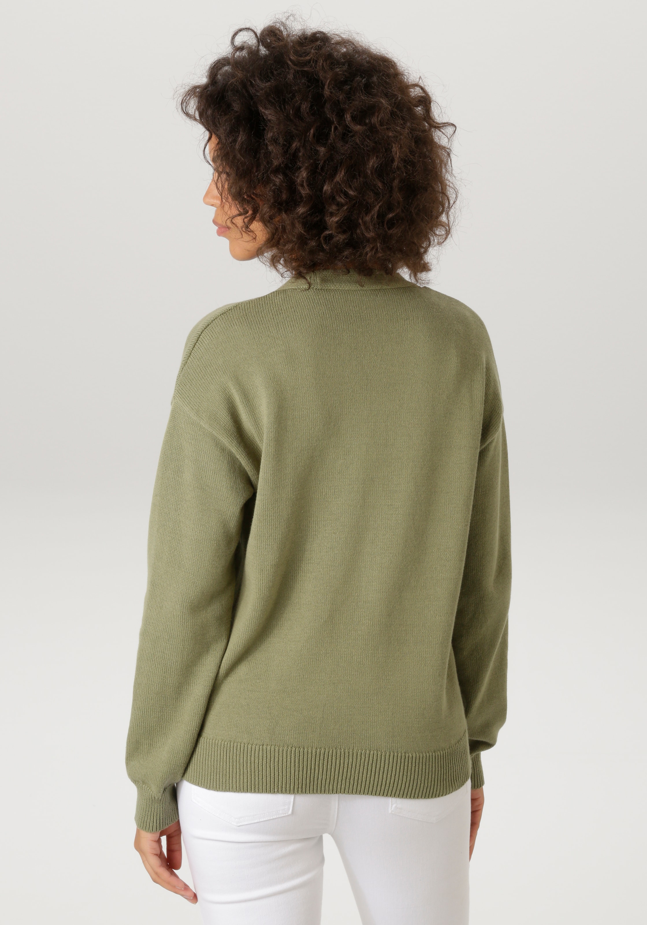 Aniston CASUAL Veste en tricot orné de marguerites brodées
