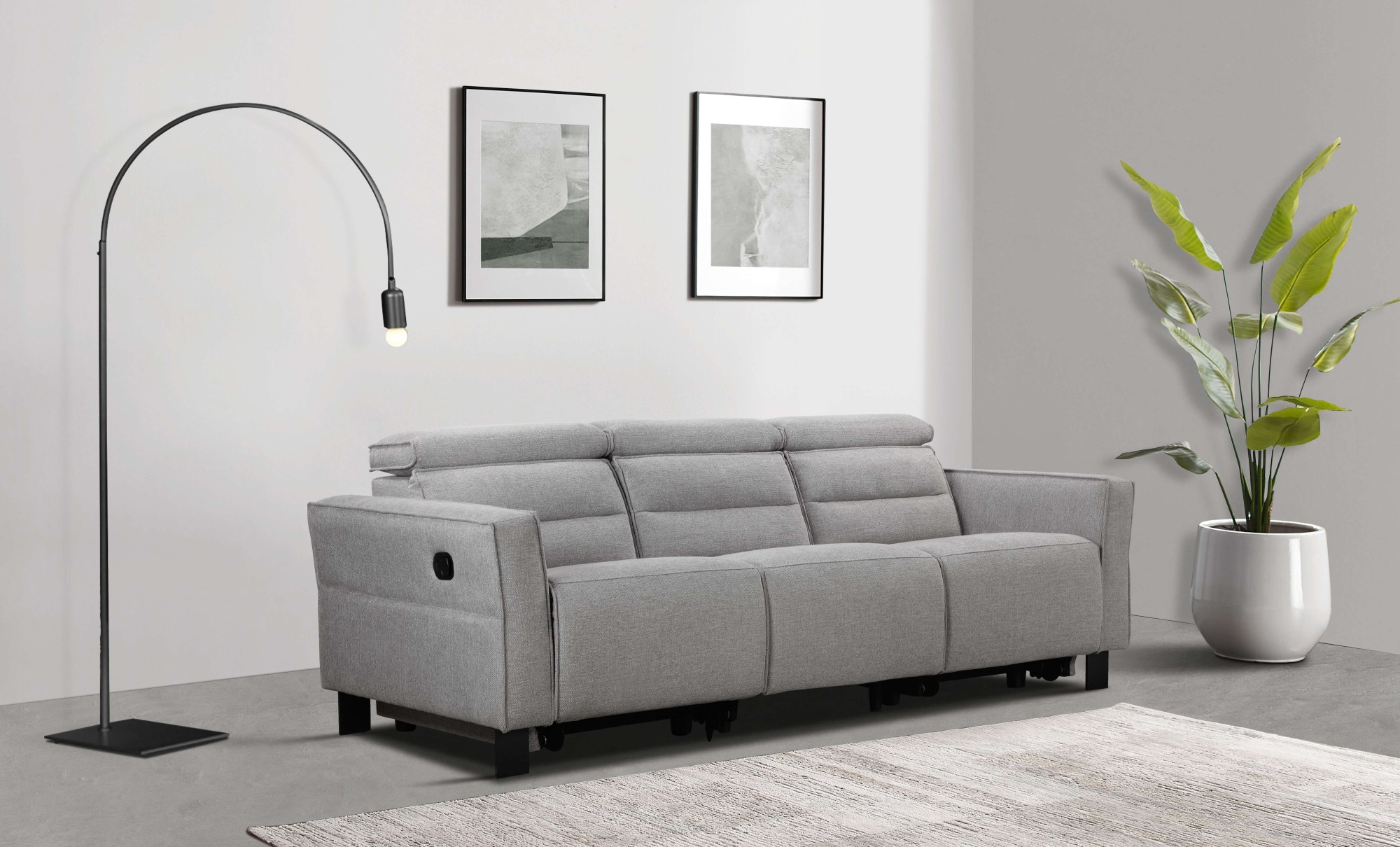 GOODproduct 3-Sitzer »Carpari Webstoff, 224 cm, man./elektr. Relaxfunktion« (USB A/C), sowie Kopfteilverstellung