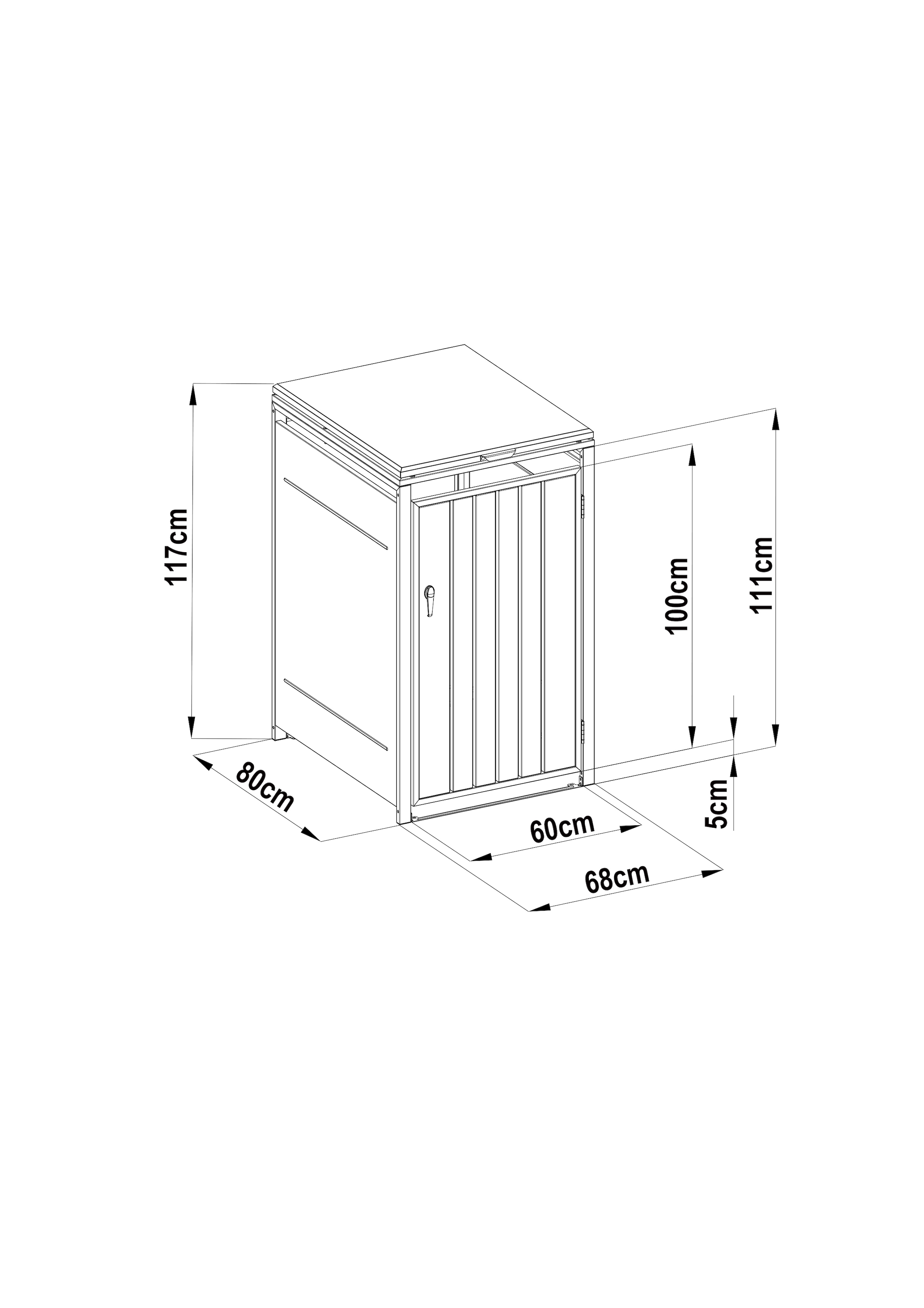 KONIFERA Mülltonnenbox »Bilbao Premium, Metall pulverbeschichtet 120-240L« Deckel mit Gasdruckfeder, abschliessbar, 120-240L BxTxH: 68x80x117 cm