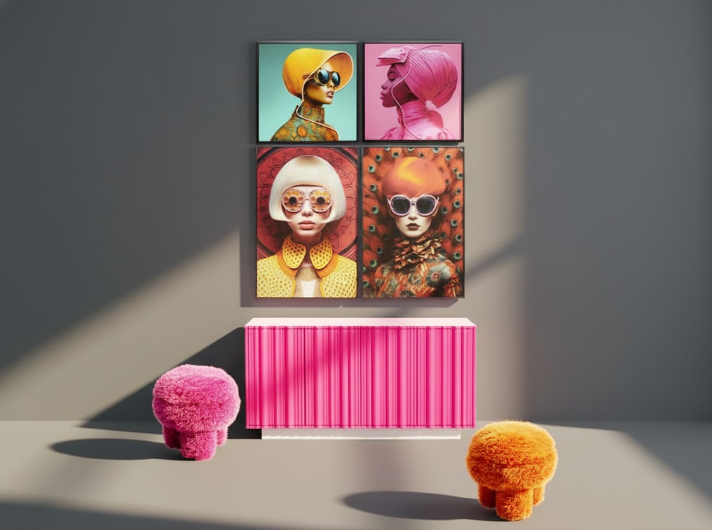Kare Design LED-Bild »Gerahmtes Bild Pink Woman 80x80cm« 1, 