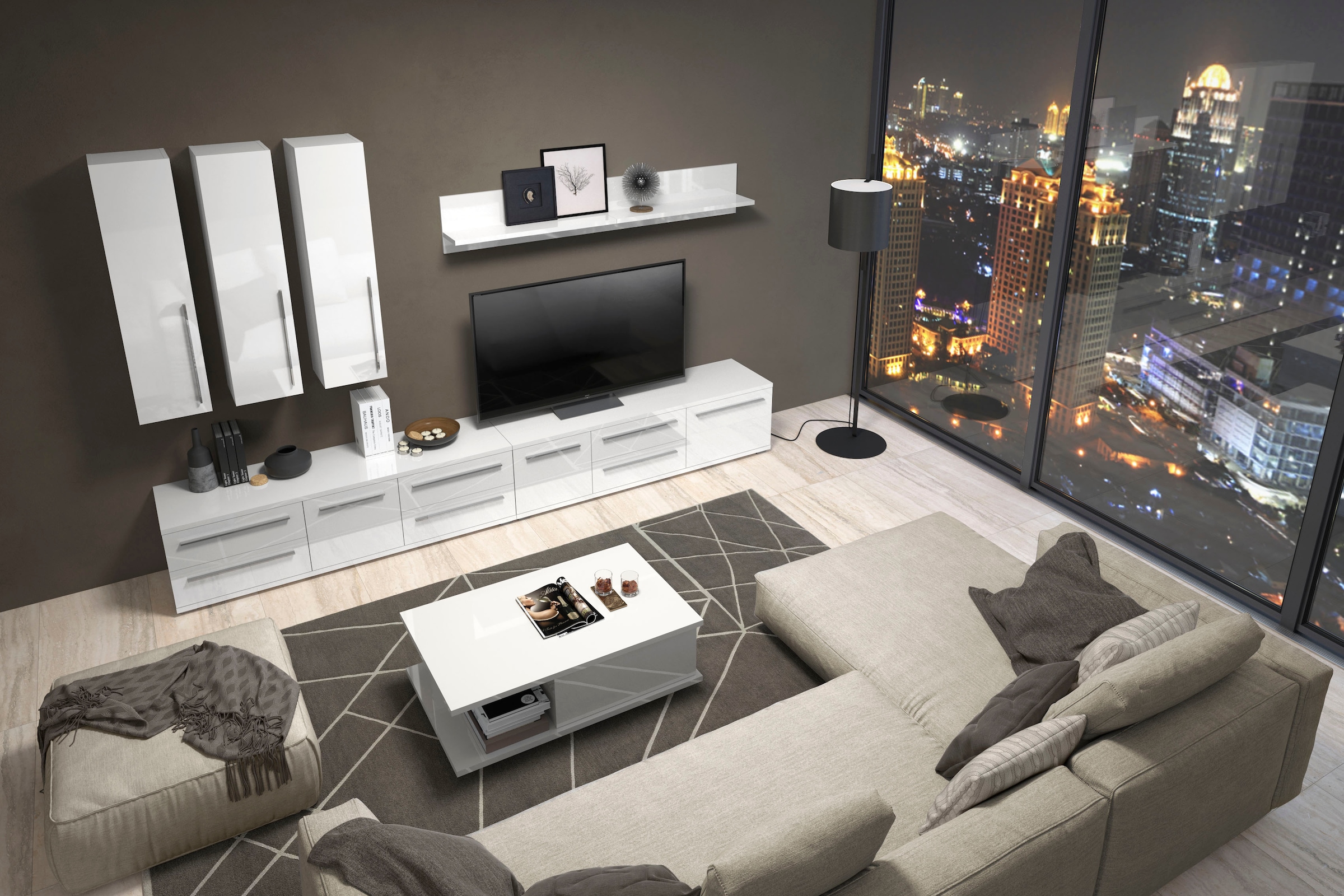 GOODproduct Lowboard »Piano TV-Kommode in Breite 165 oder 180 cm mit Soft-Close-Funktion« Hochglanz UV-lackiert, Br 180 cm mit versch. Tür- und Schubkastenmasse