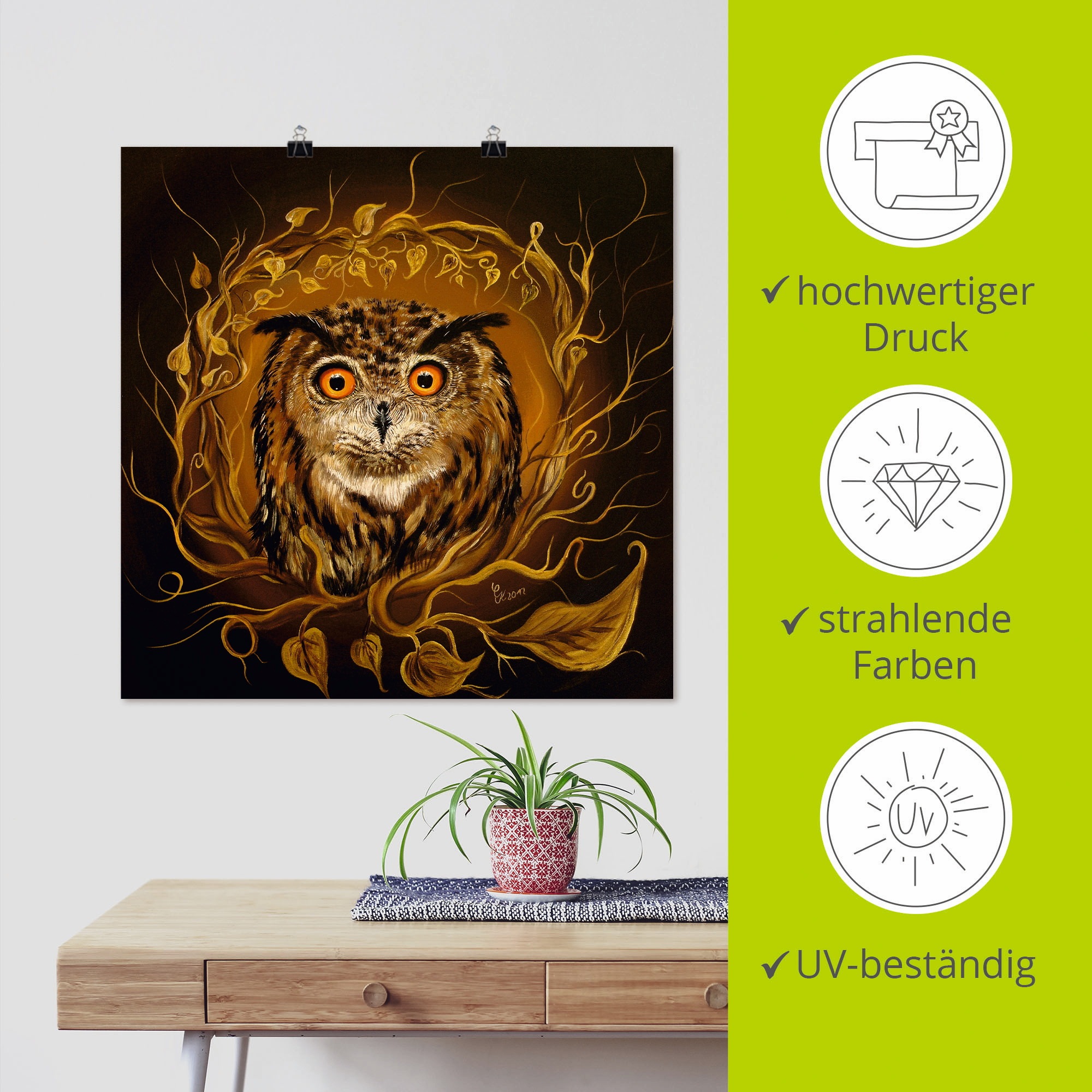 Artland Poster »Eule des Friedens« 1 cuis tlg. ohne Rahmen