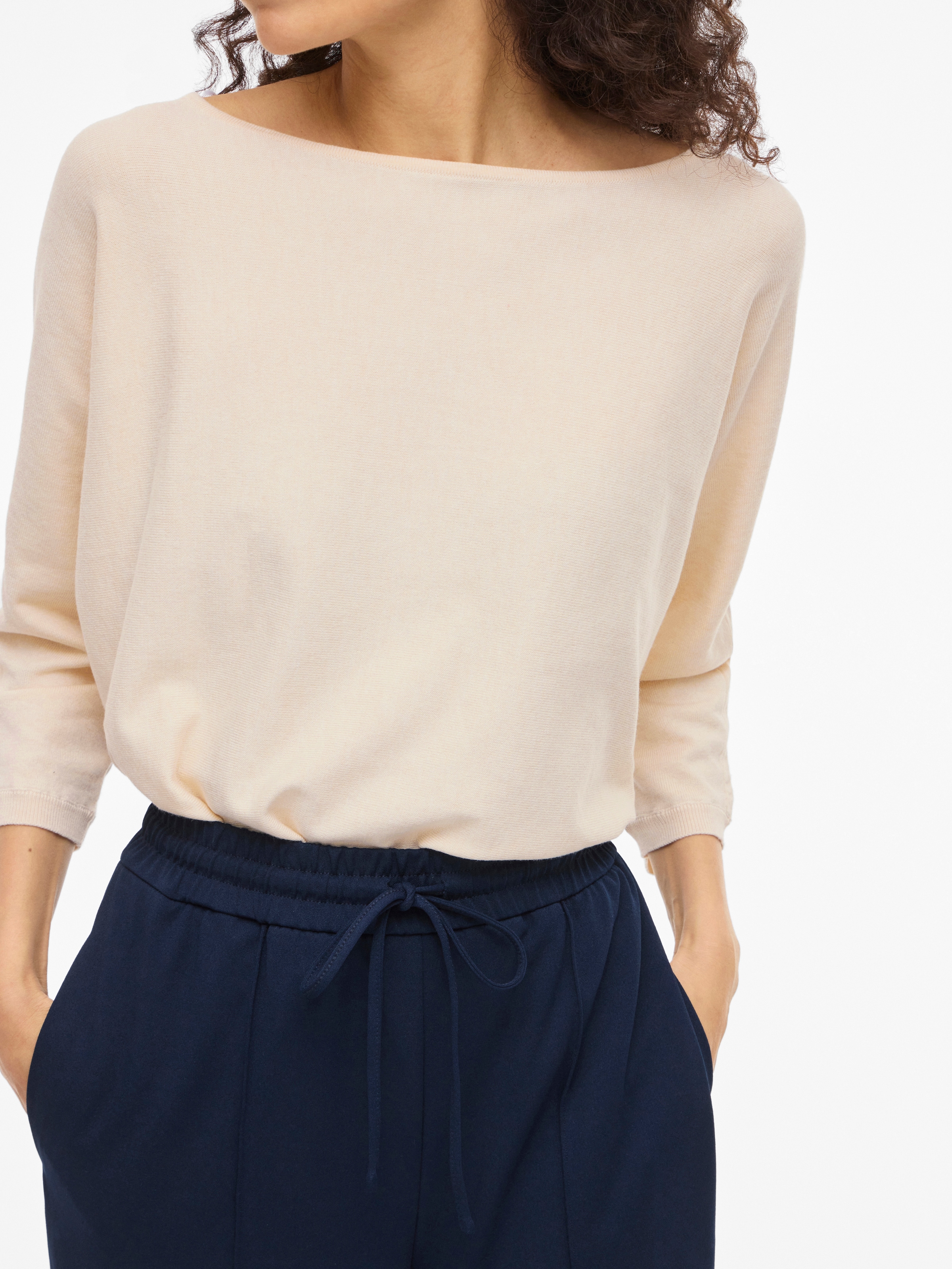 Vila Pull à manches 3/4 »VIMALU BOATNECK 3/4 SLEEVE KNIT TOP-NOOS« Materialmix, loose fit