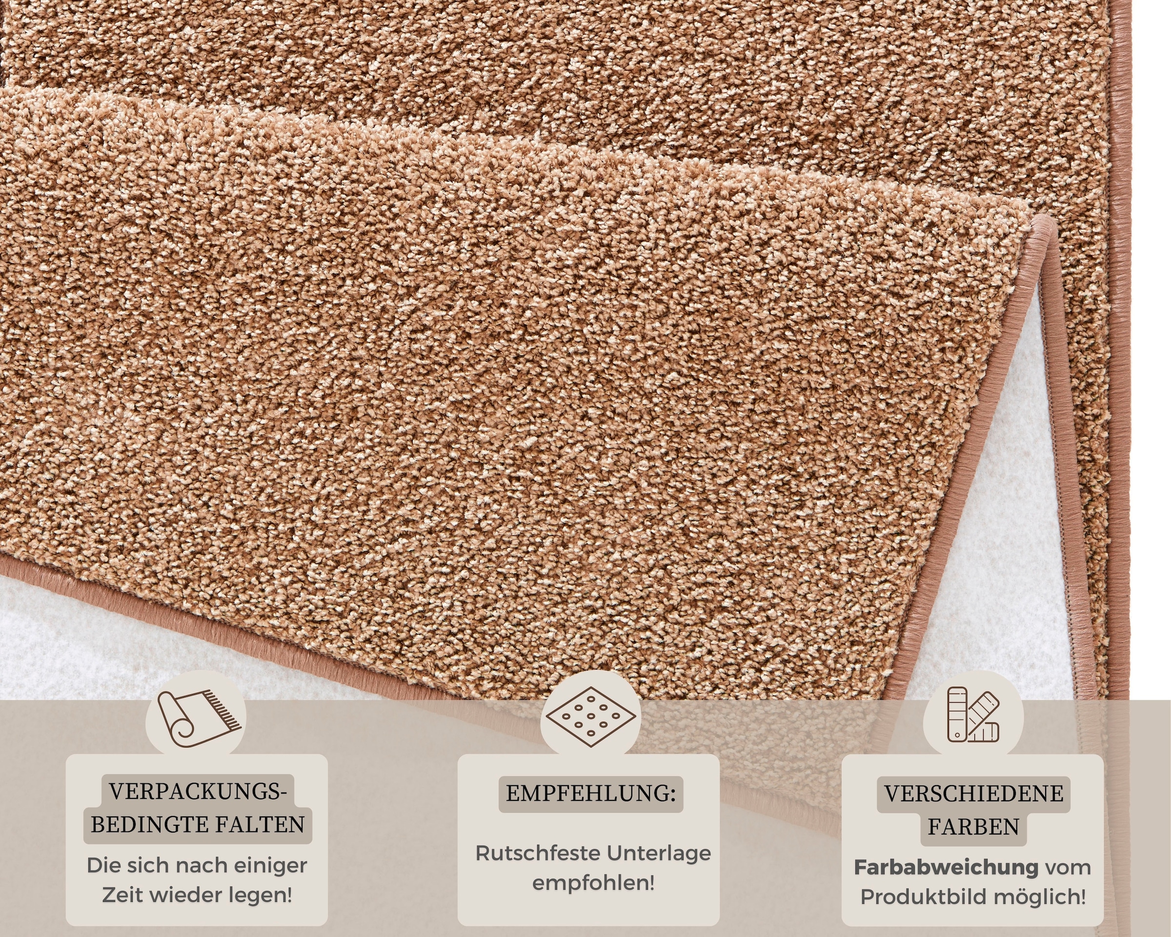 HANSE Home Bordure de lit »Pure 100« Höhe 13 mm 3 cuis tlg. Kurzflor, Unifarben, Teppich, Bettläufer, Bettvorleger, Teppichläufer