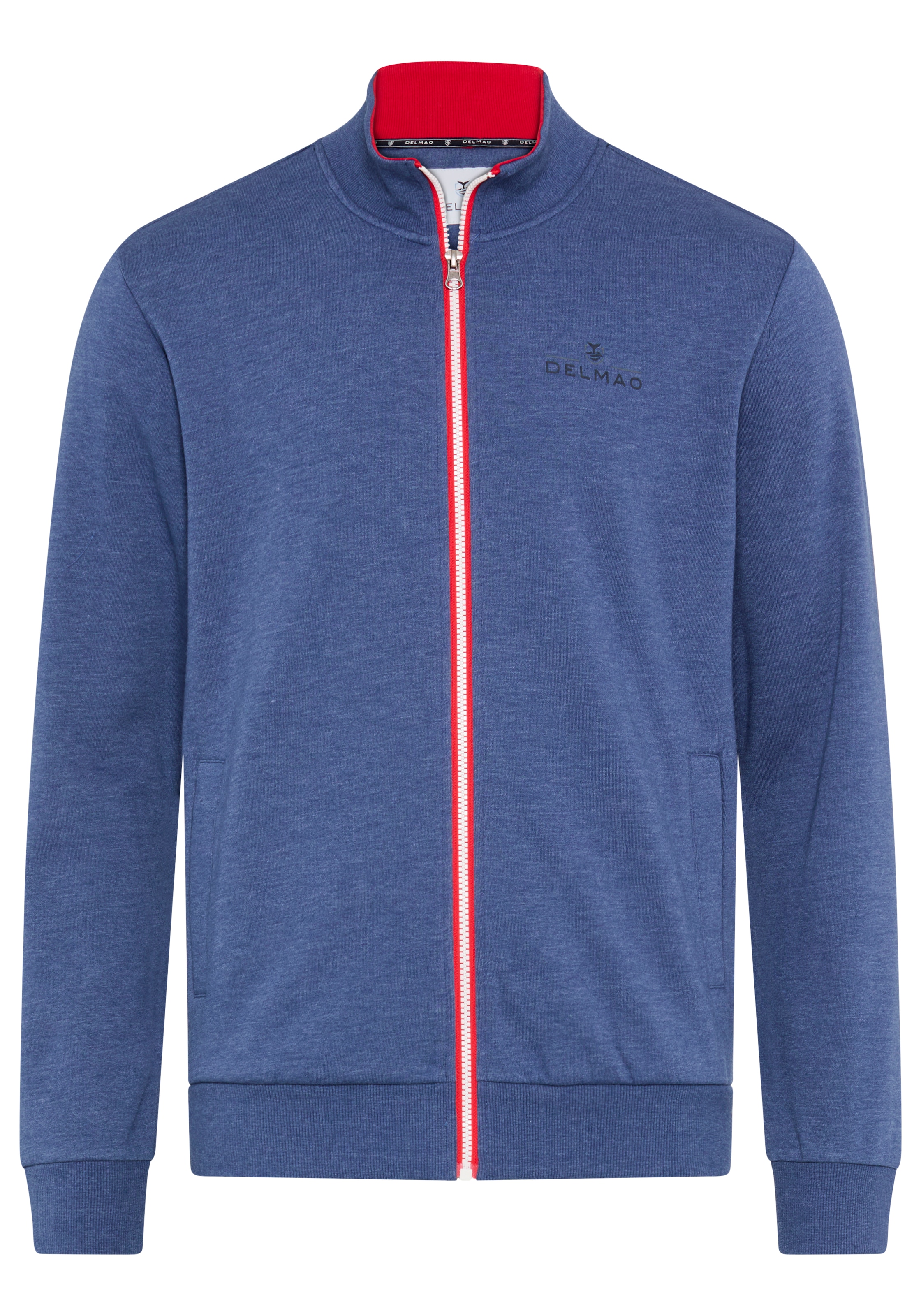 DELMAO Veste sweat avec fermeture éclair, col montant, manches longues