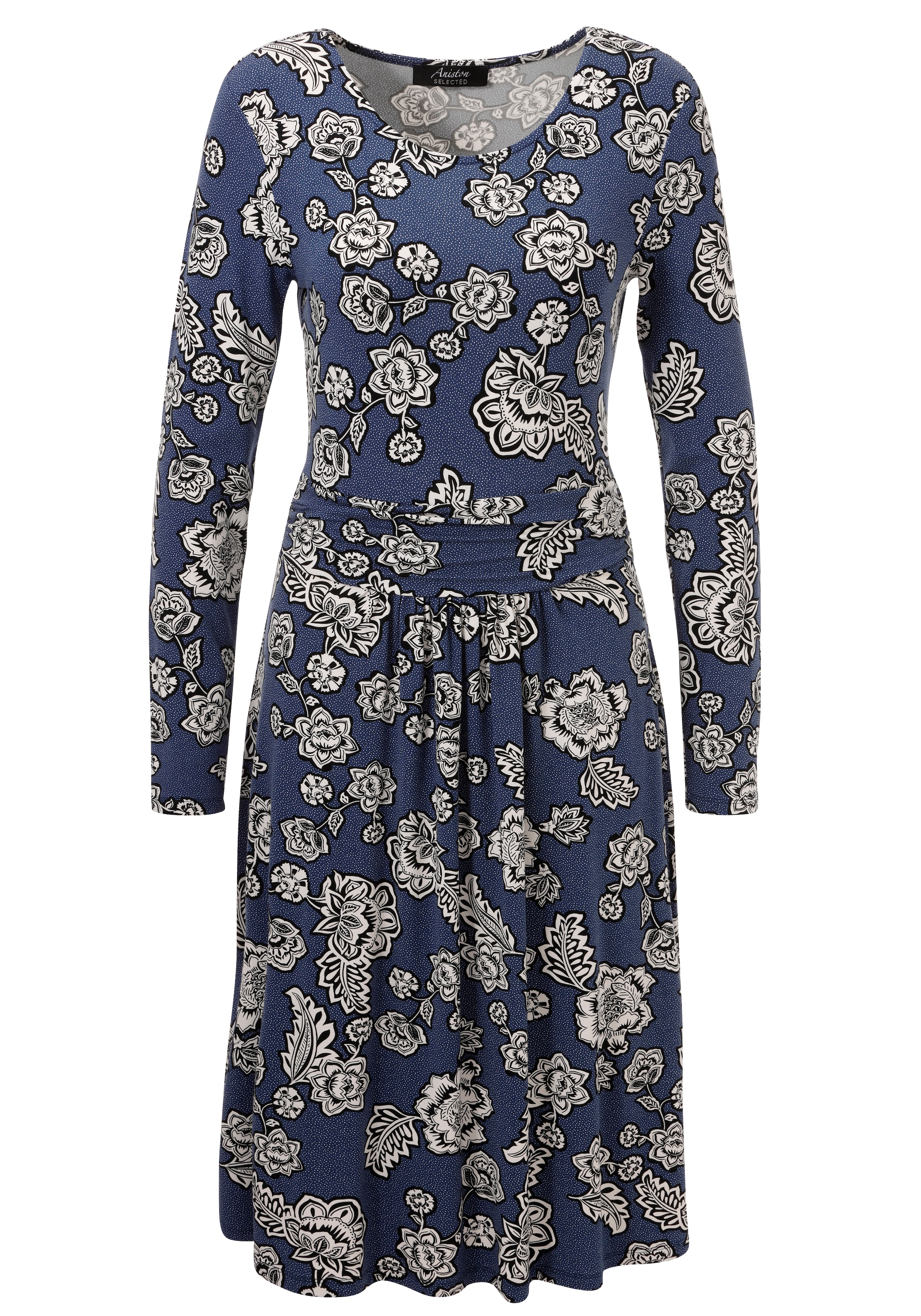 Aniston SELECTED Jerseykleid mit abstrakter Blüten- und Blättermusterung