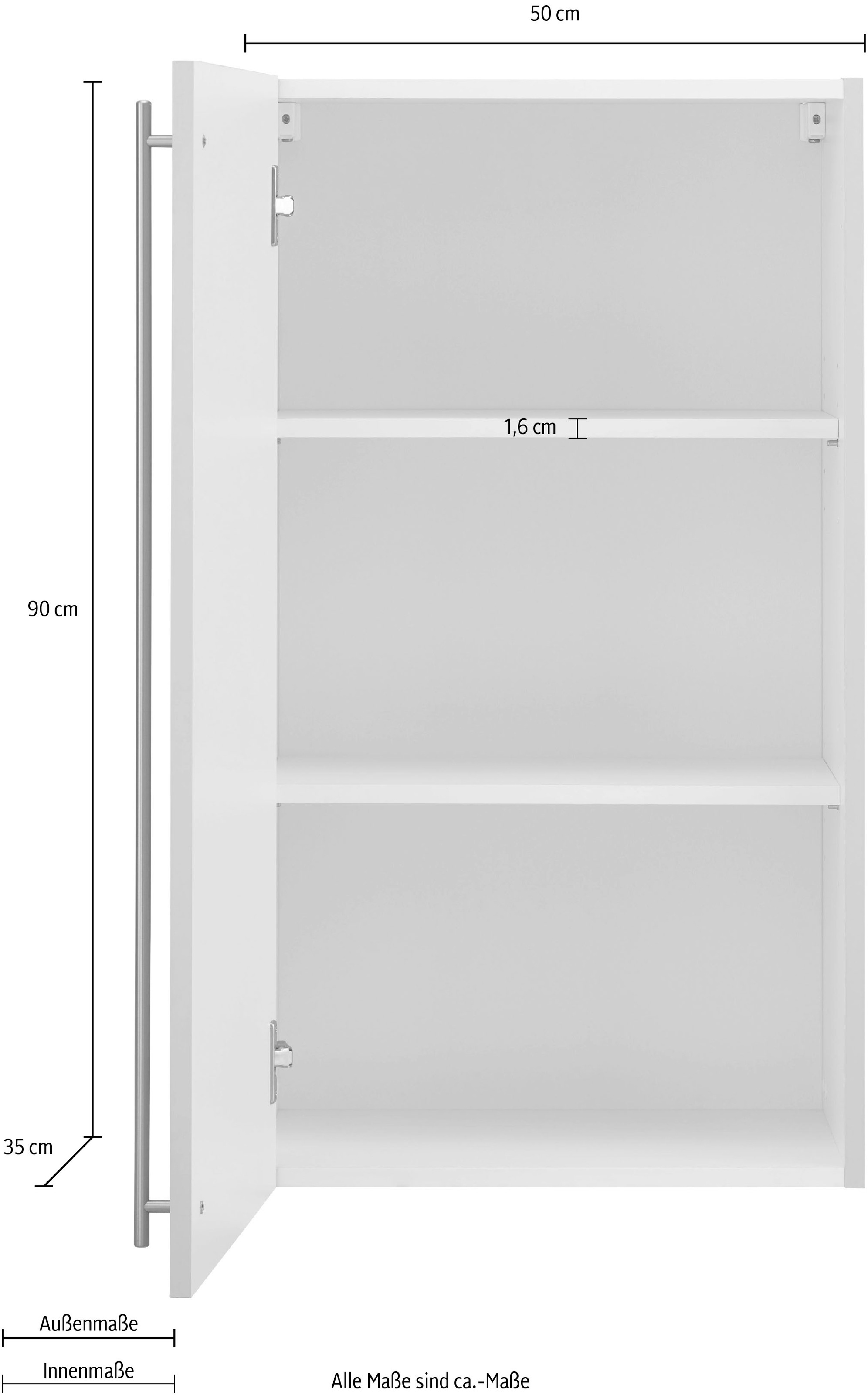 wiho Küchen Hängeschrank »Chicago« 50 cm breit, 90 cm hoch, für viel Stauraum