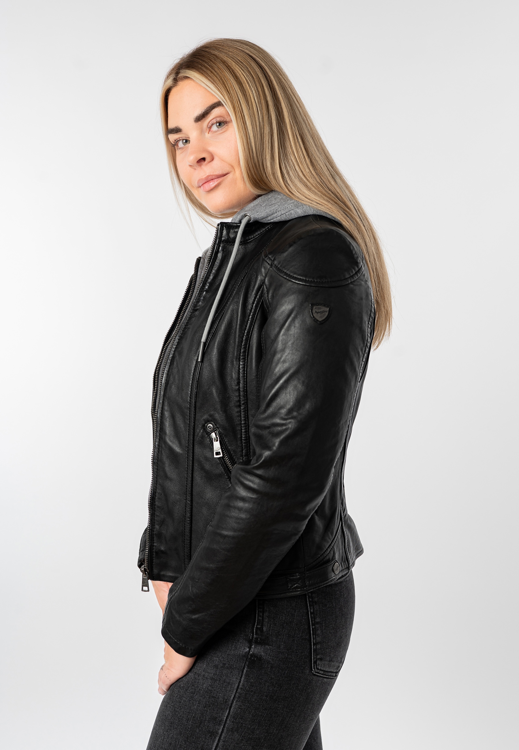 Mauritius Lederjacke »MWAmmy« mit Kapuze mit abnehmbarer Kapuze