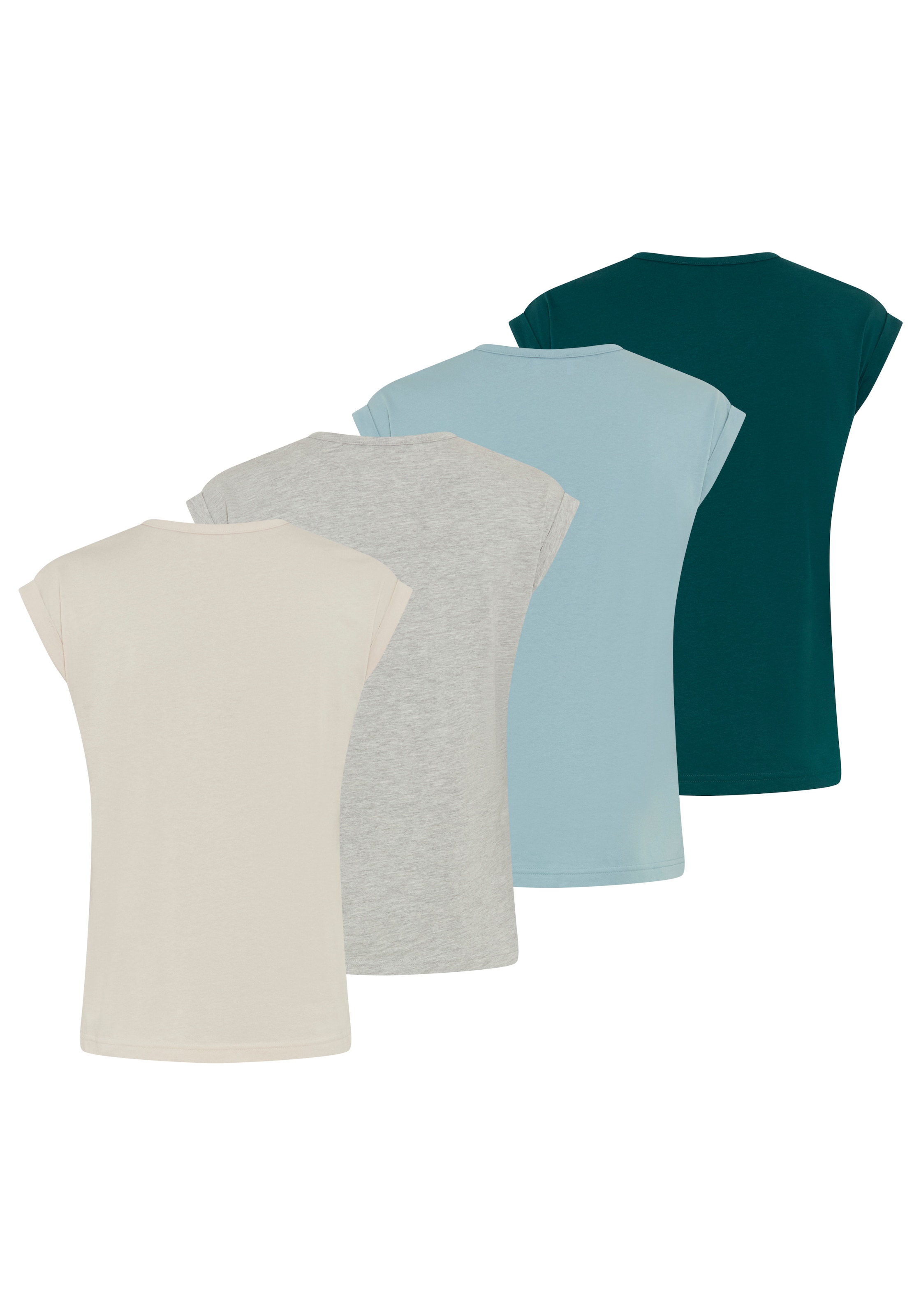 Boysen's T-shirt 4er-Pack,  figurumspielende Passform, Rundhalsausschnitt