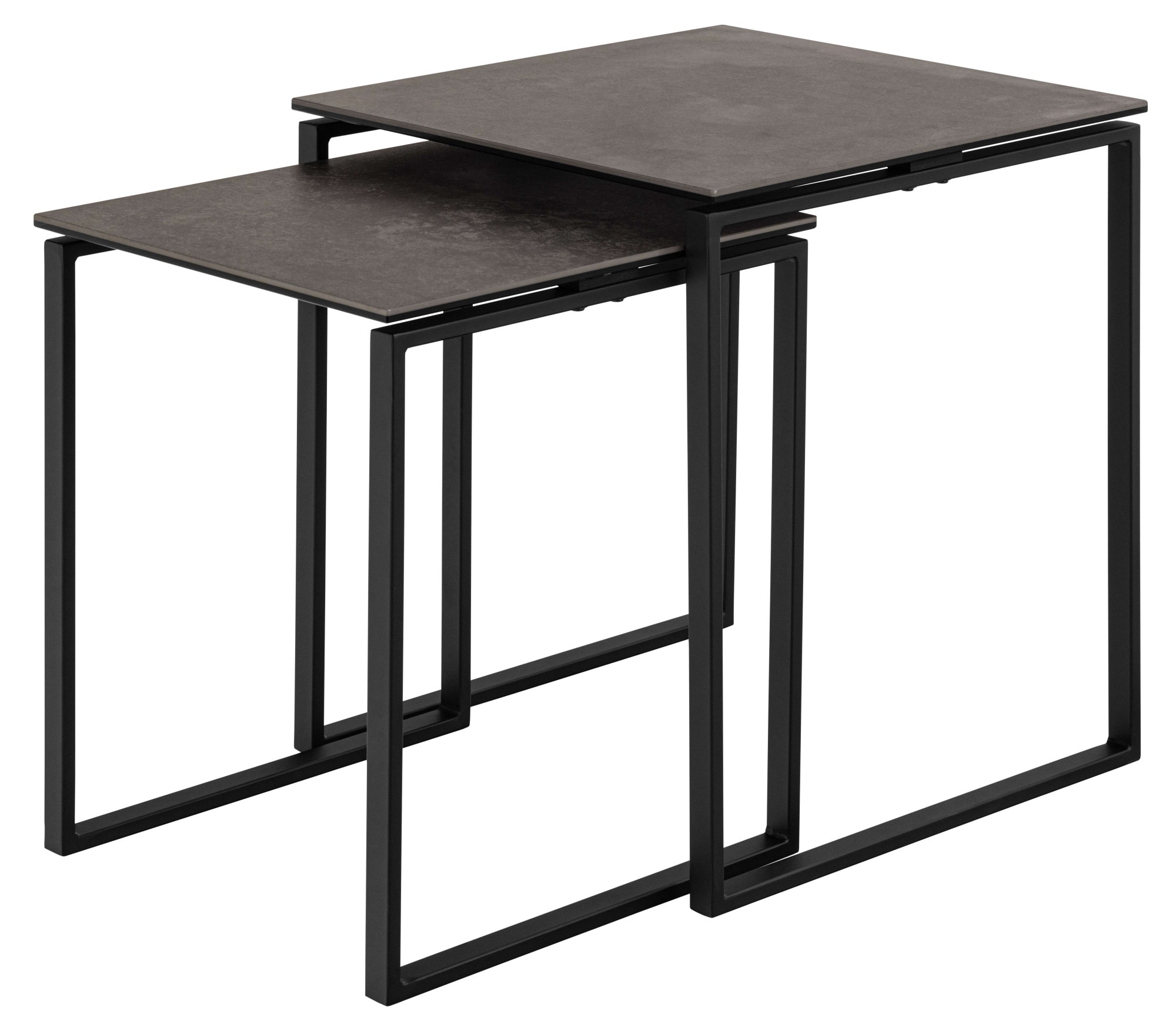 ACTONA GROUP Table basse »Katrine, 2er-Set, Kaffetisch, Keramik-Tischplatte, modern, Scandi« Ensemble, Set de 2 tables basses, 2 cuis tlg. Carré, structure robuste en acier noir, L: 50 x P: 50 cm
