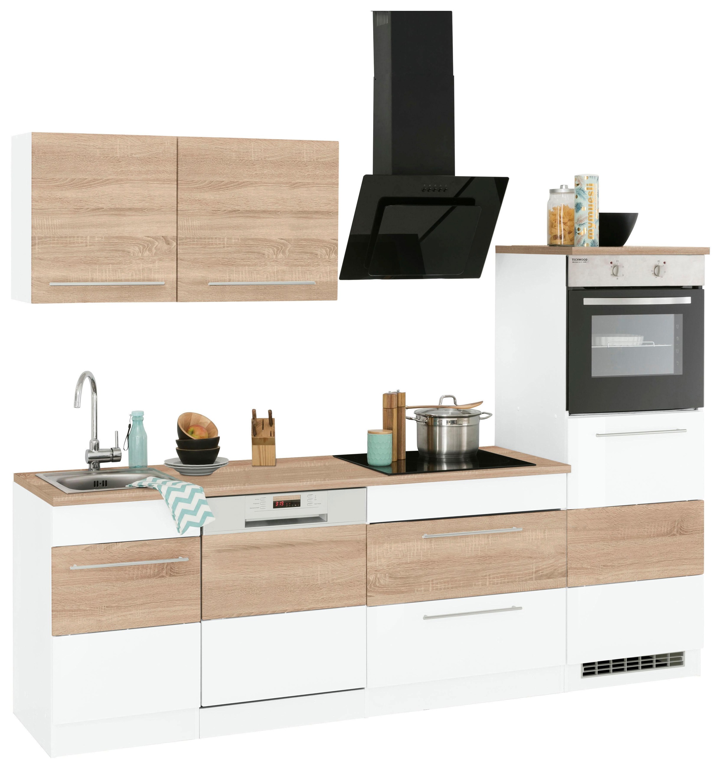 KOCHSTATION Kitchenette »KS-Trient« largeur 250 cm, éventuellement avec appareils électriques, avec plan de travail