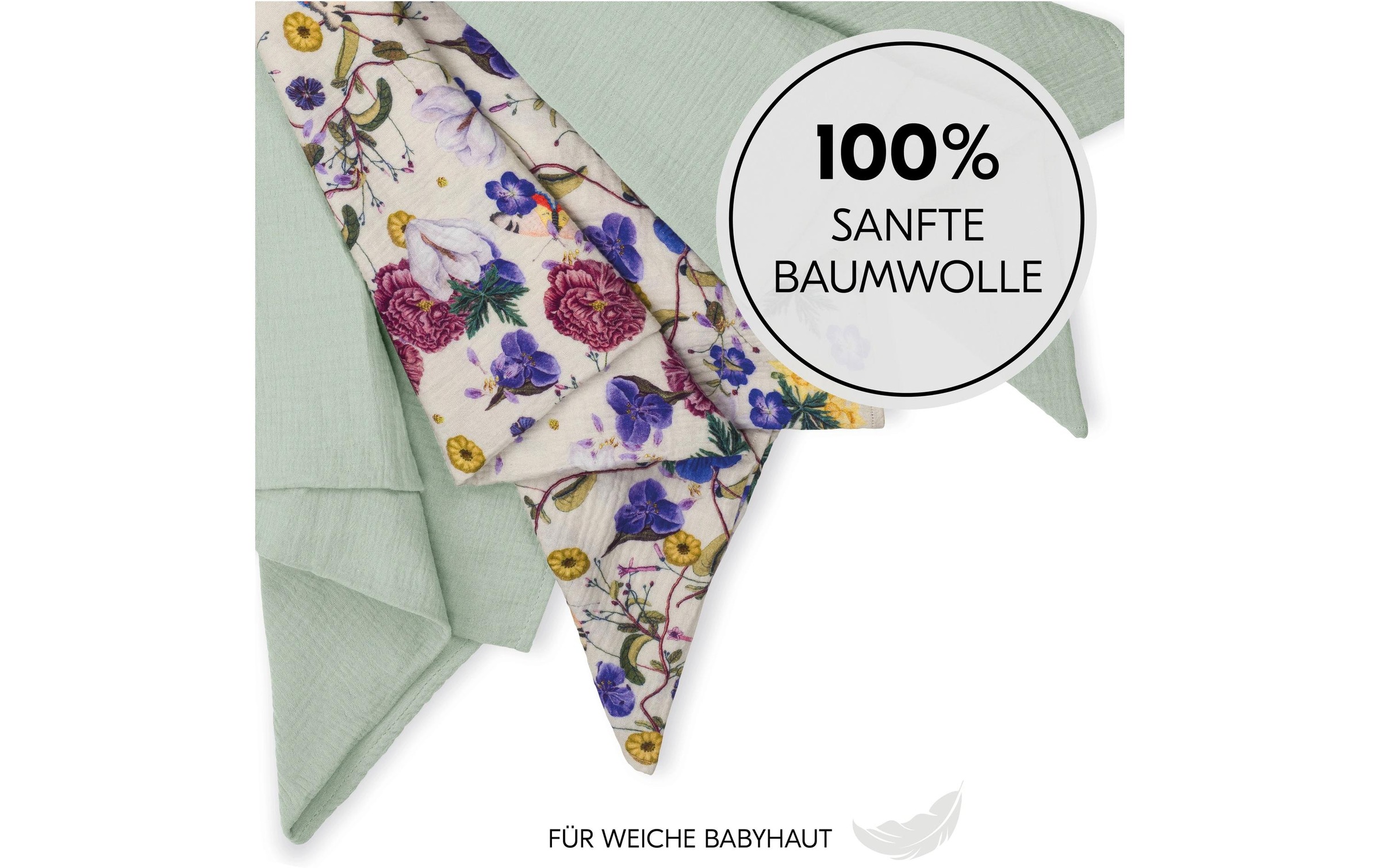 Hauck Schnuffeltuch »Cuddle N Clean 3Set Sage-Beige-Floral« 3 tlg.