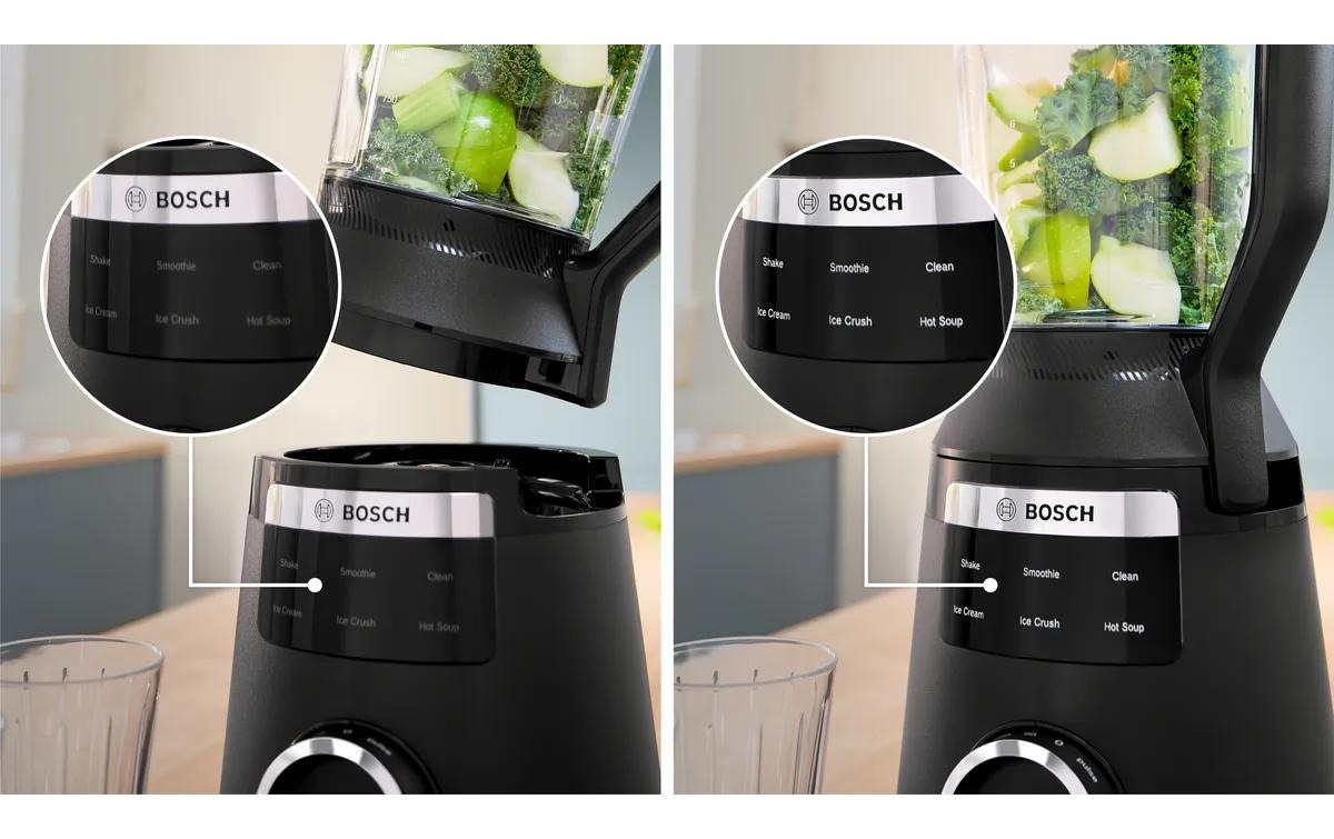 BOSCH Mixeur sur pied »VitaPower Serie 6  MMBD665B1, Hochleistungsmixer, 45.000 rpm, schwarz« 1800 W 2l, 6 Automatikprogramme inkl heisse Suppe, Stopfer, Sicherheitsdeckel