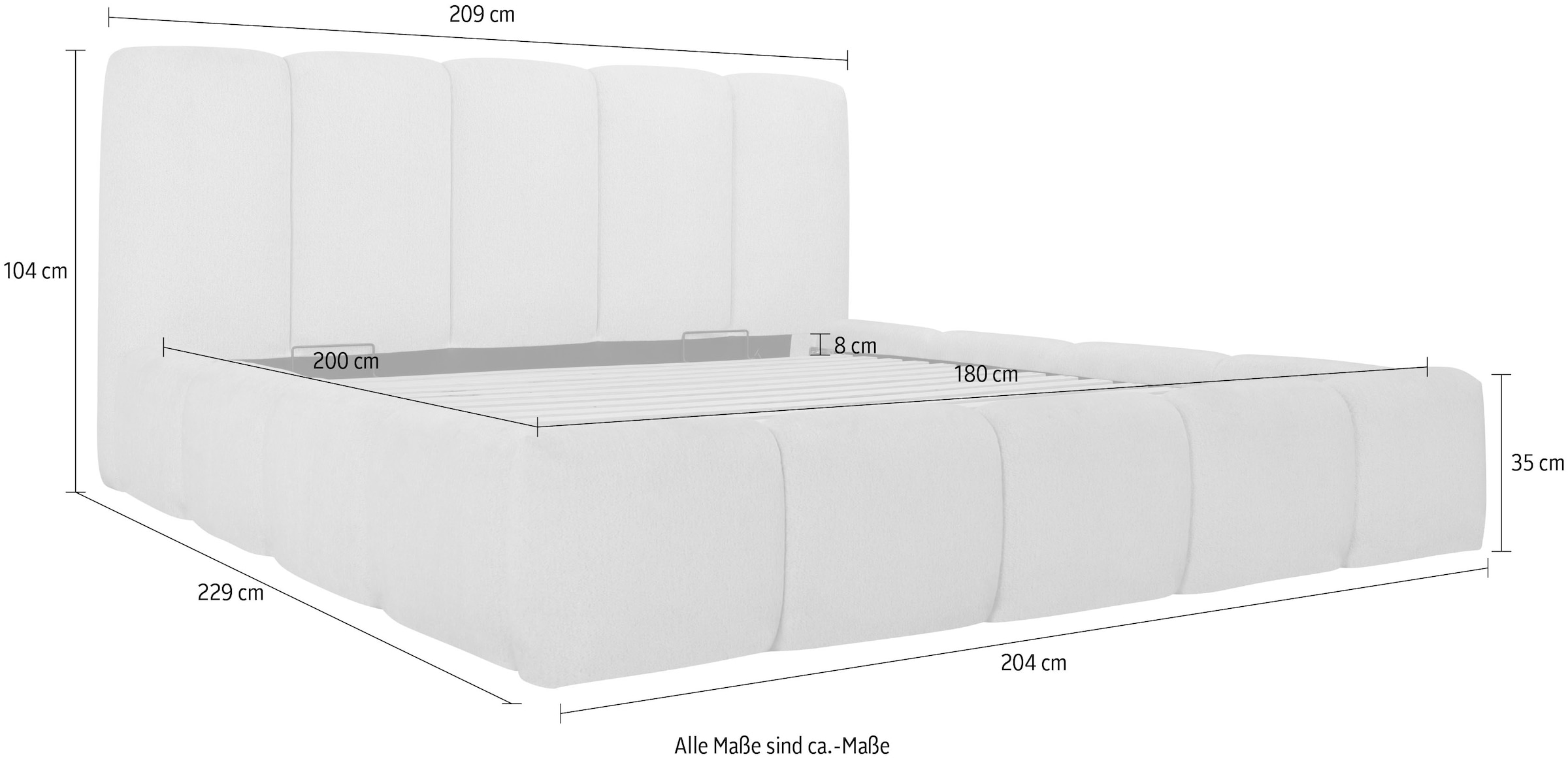 Home affaire Polsterbett »MERLINDA in der Breite 180cm, inkl. Lattenrost und Bettkasten« gepolstertes Kopfteil und Rahmen, Bezug im Chenillecharakter