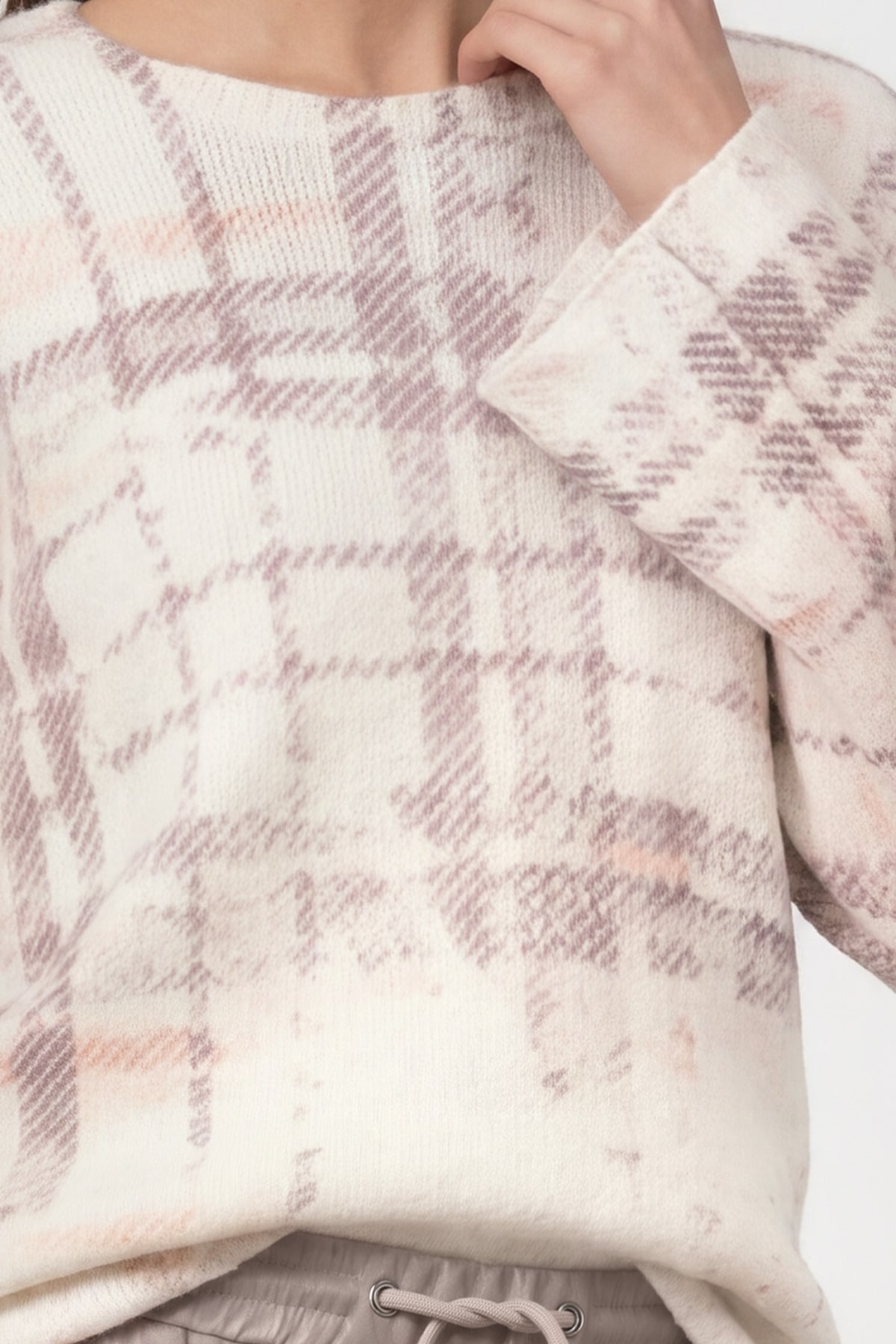 Monari Rundhalspullover »Pullover Karodruck« Regular fit mit Rundhalsausschnitt
