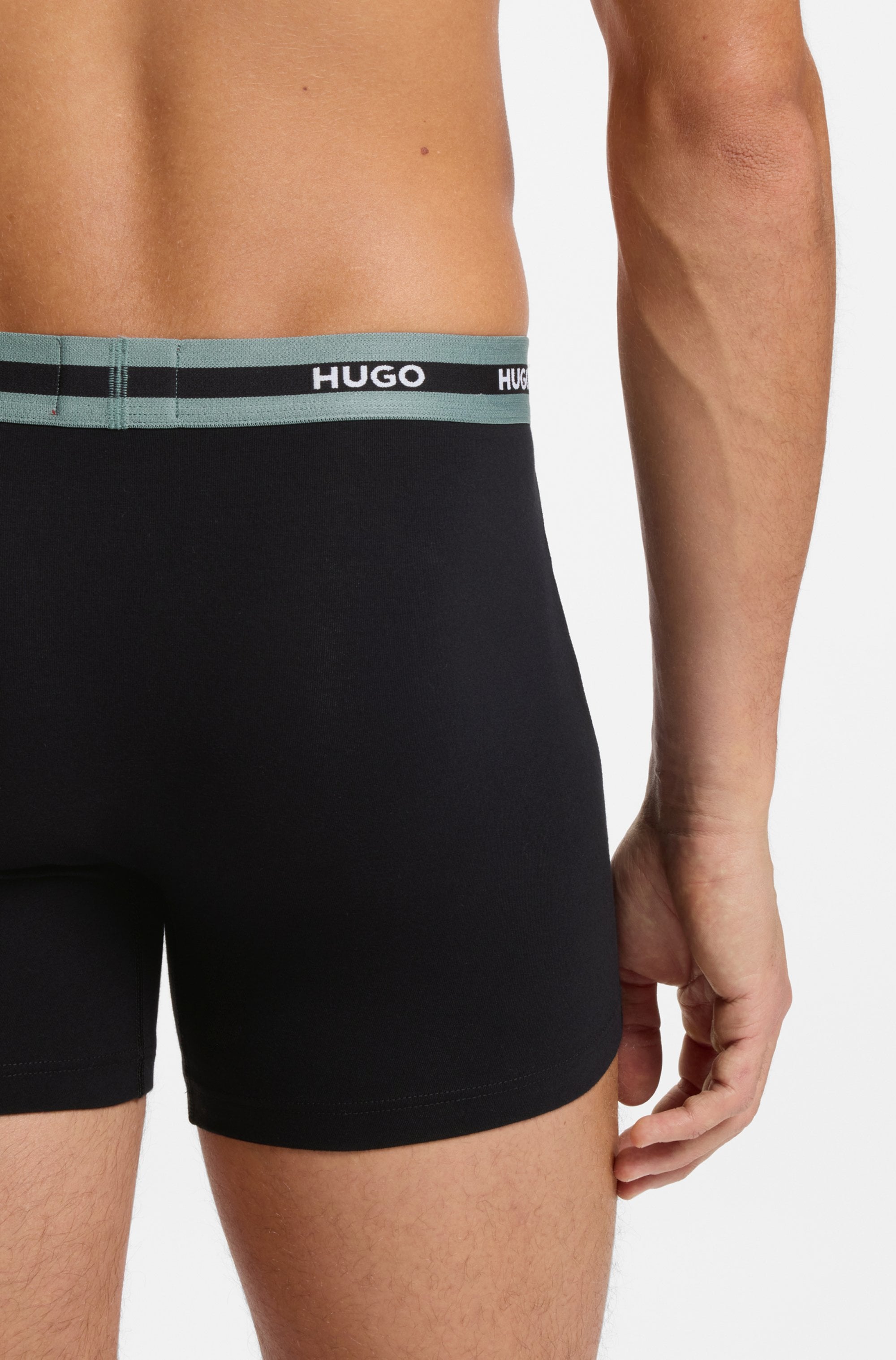 HUGO Underwear Trunk »BOXERBR TRIPL PLANET« kontrastfarbener Bund mit Logo