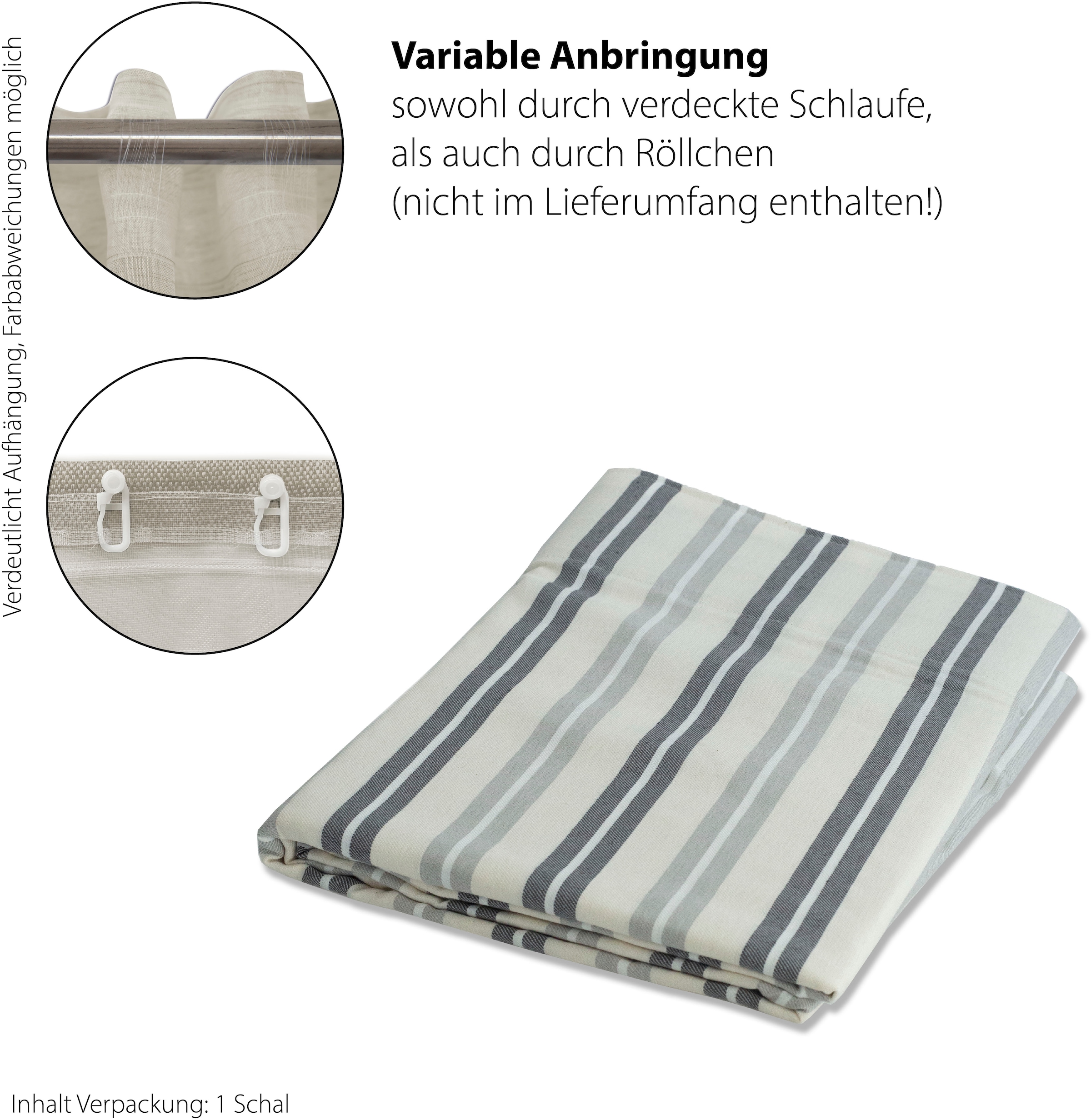 HOMING Rideau »Adwin« Boucles cachées 1 cuis tlg. Vorhang, Küche, Landhaus, blickdicht