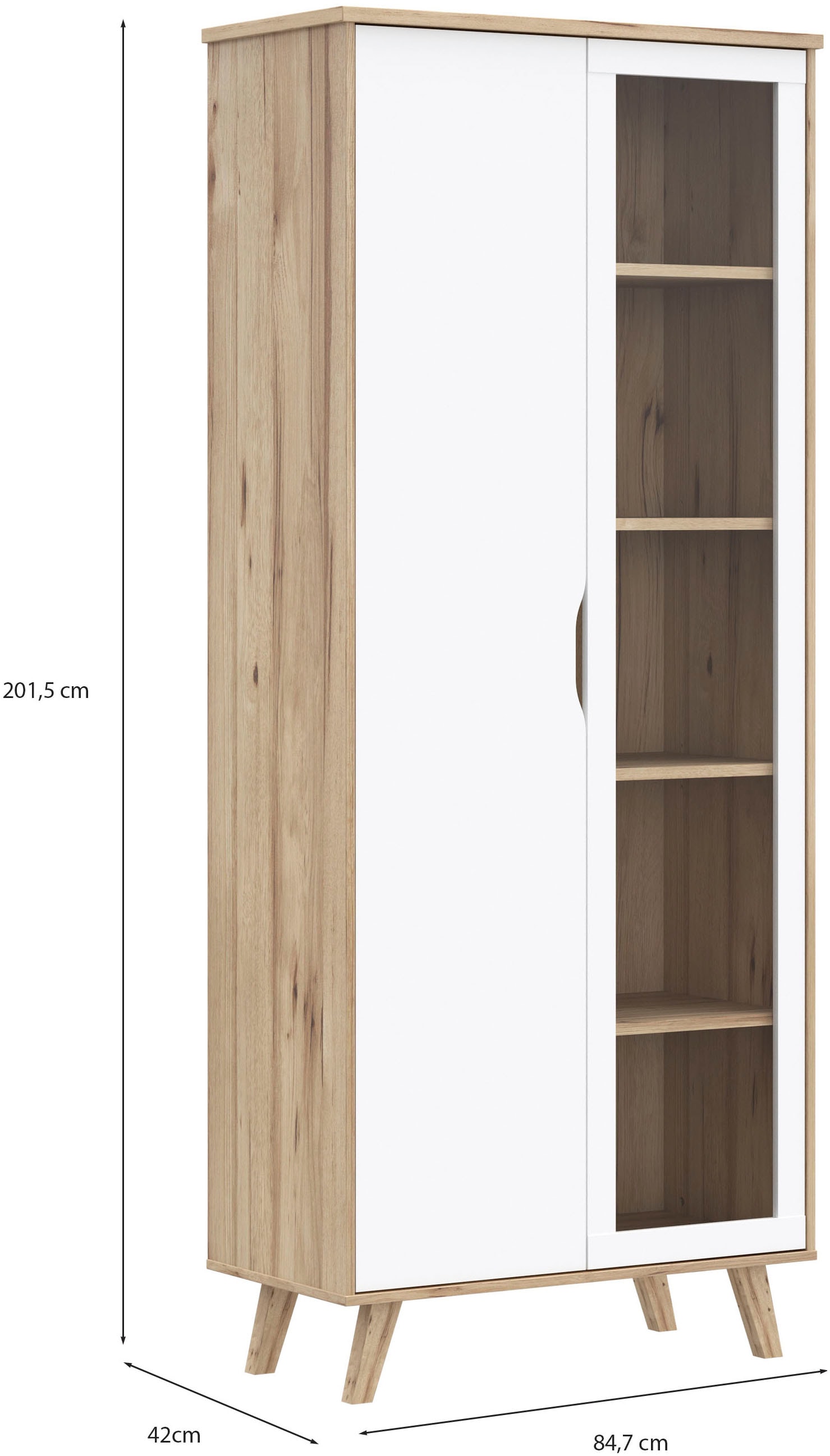 FORTE Vitrines »Vankka Stauraumvotrine« L/H/P 84,7/201,5/41,7 cm,  Porte en verre, sans poignée, design intemporel