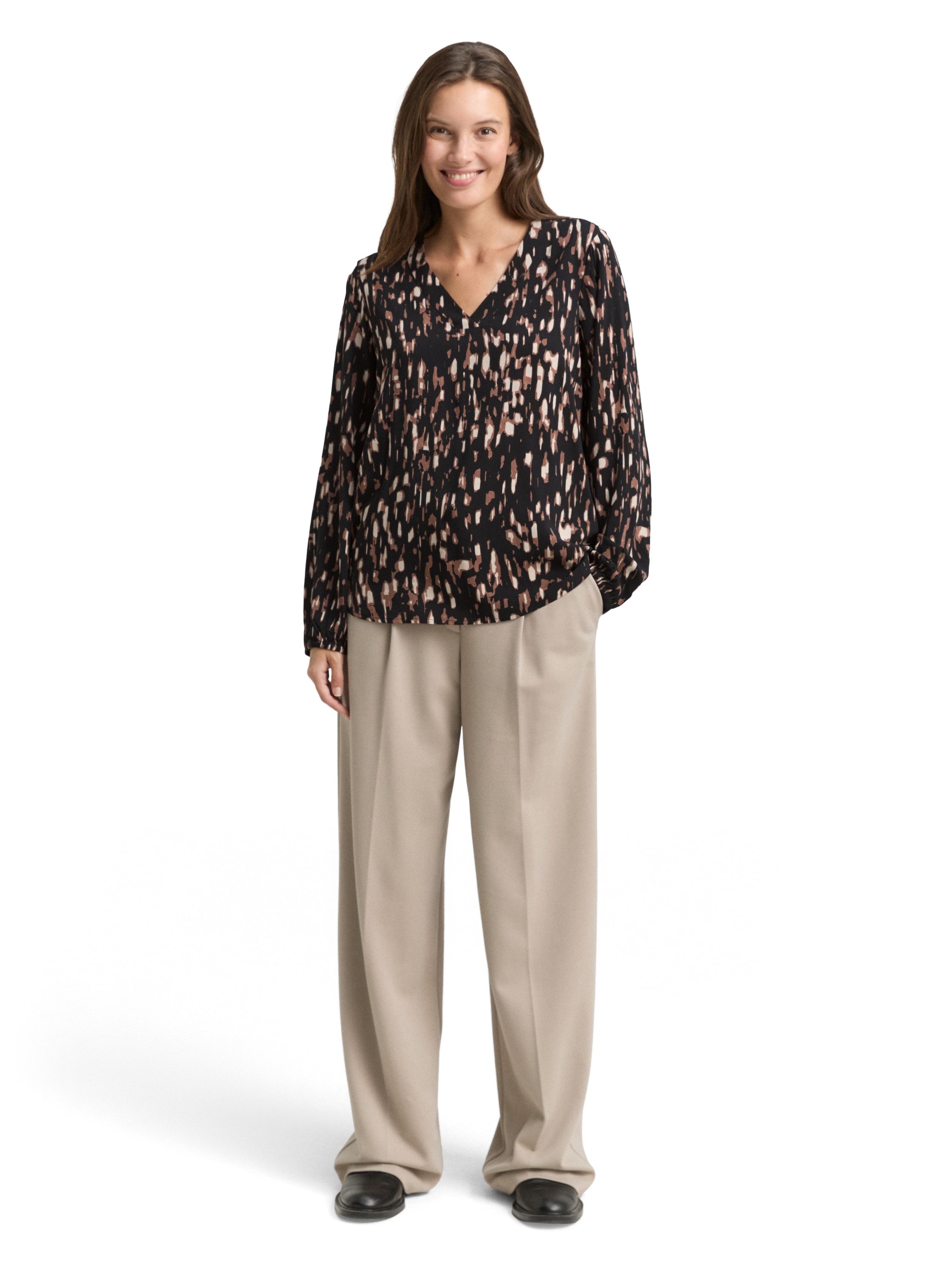 TOM TAILOR Blouse à manches longues mit All-Over Print