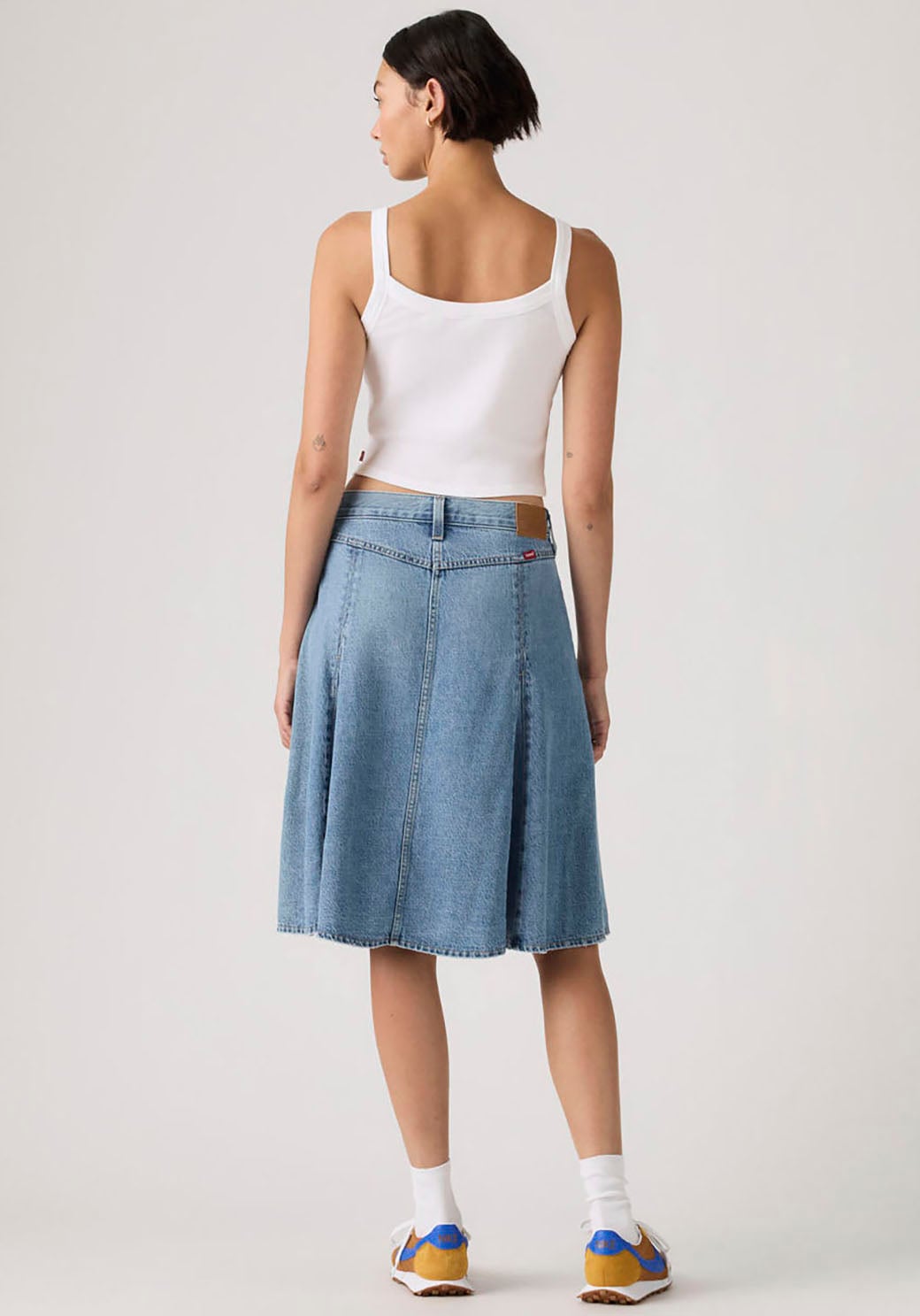 Levi's® Jupe en jean »GODET KNEE LENGTH SKIRT« Midirock mit Falten