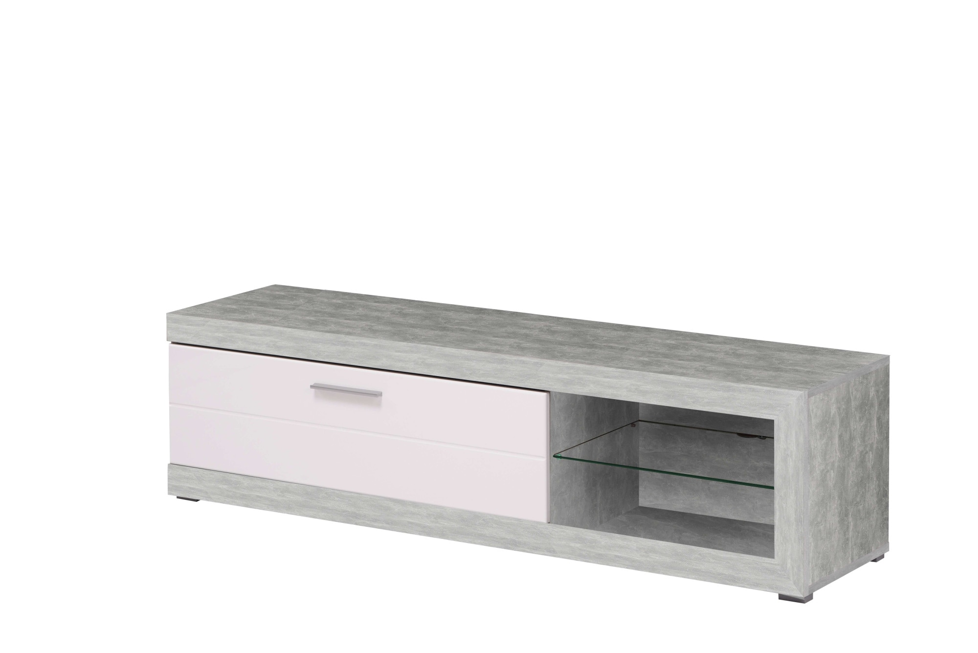Home affaire Lowboard »Remo TV-Kommode, Breite 160 cm, Höhe 45 cm, offenes Fach mit Glasboden« Wahlweise mit oder ohne LED-Beleuchtung, 1 Klappe, 1 offenes Fach