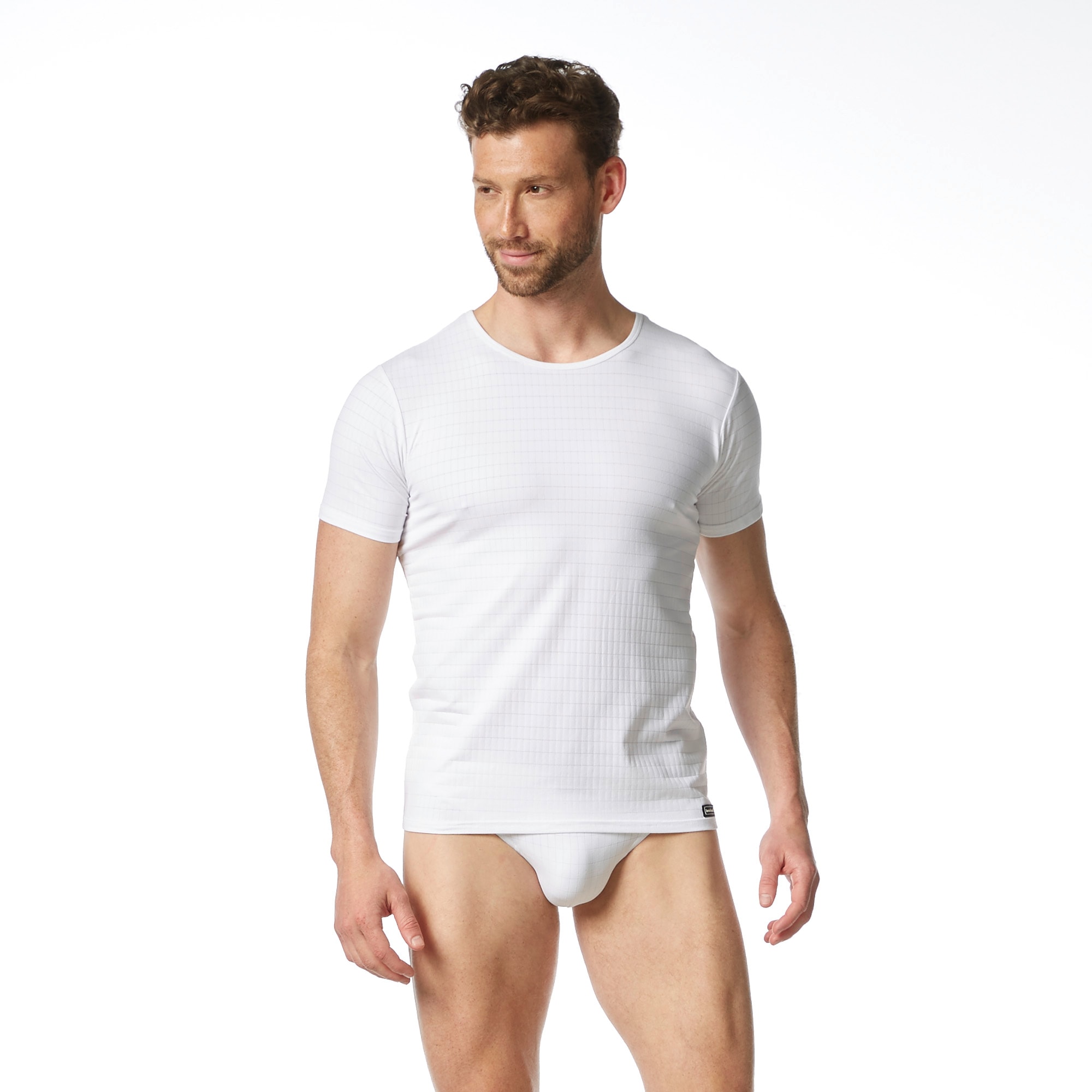 Bruno Banani Shirt à col rond »CHECK LINE 2.0« hüftbedeckend, elastisch