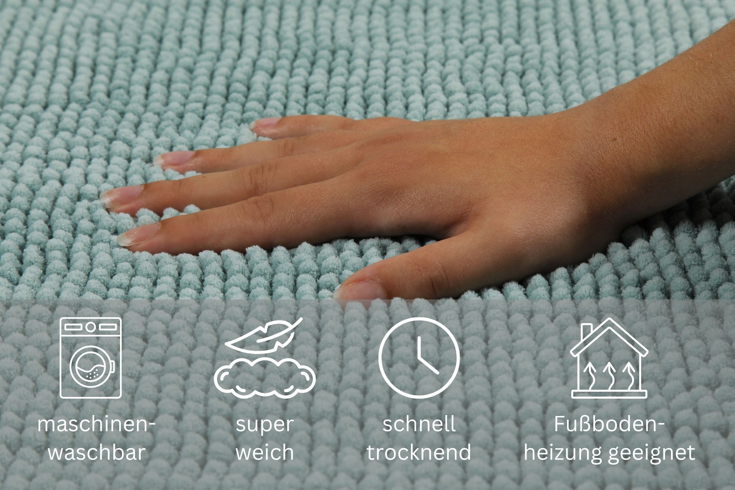 GOODproduct Tapis de bain »Kaelan , weicher Chenille« Höhe 14 mm Badvorleger, Badteppich weiches Chenille, pastellfarben, Badezimmer