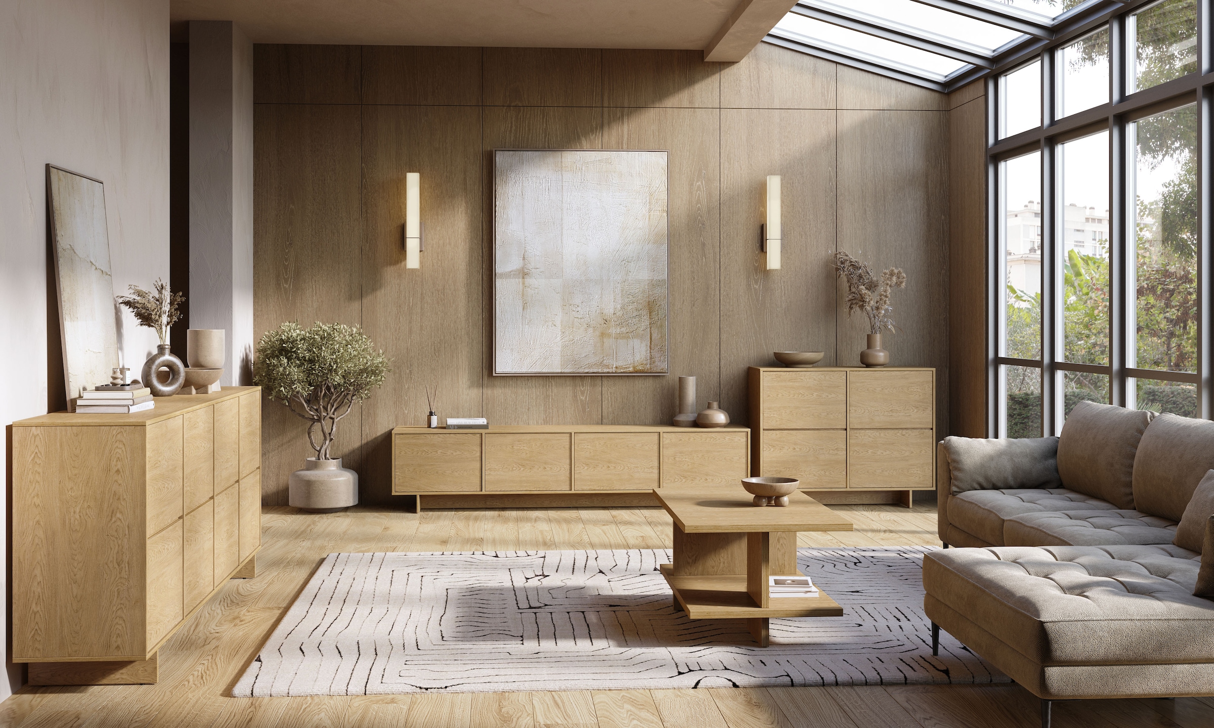 GOODproduct Buffet »Tatami, Stilvolle, moderne grifflose Kommode 2 Türen, Breite 111cm« buffet avec beaucoup de rangement, étagères réglables, fonction push-to-open