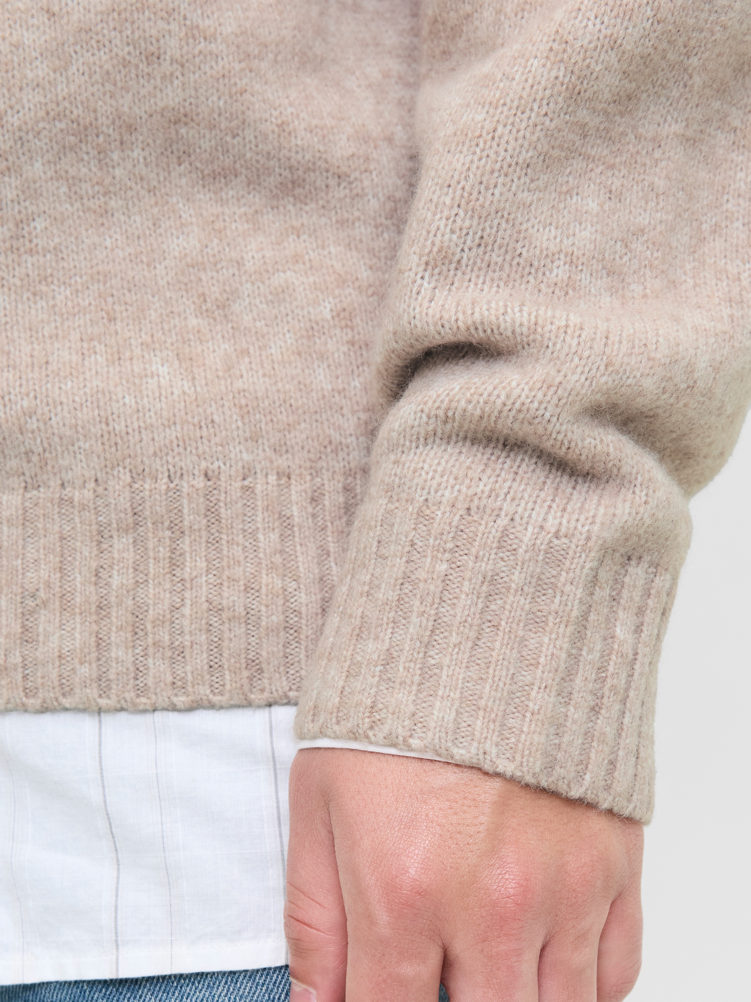 Jack & Jones Rundhalspullover »JJESOHO OLLIE KNIT CREW NECK SN« Materialmix, relaxed fit