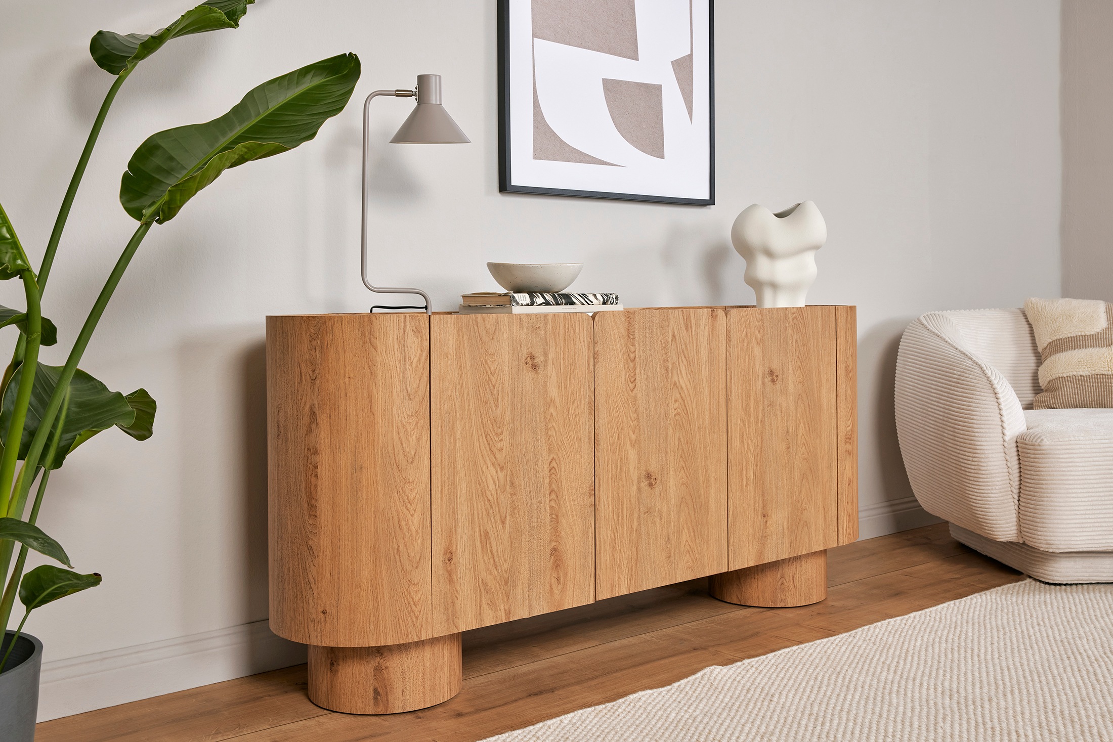 Jahnke Buffet »CIRCO SB 160« 1 cuis tlg. Buffet, 3 portes, design arrondi, aspect marbre, largeur 160 cm