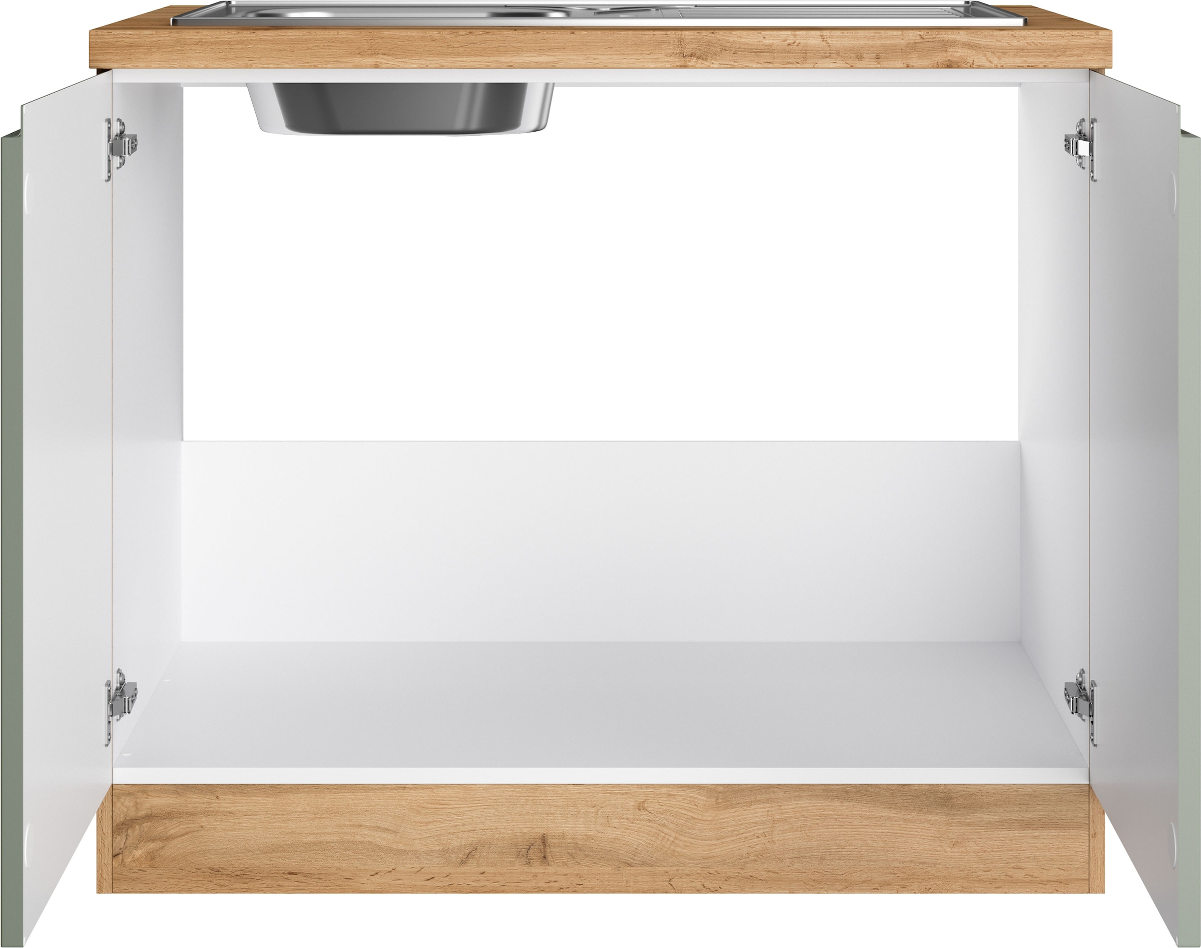 KOCHSTATION Meuble évier »KS-Virginia,neu in verbesserter Ausführung« Rangement, Softclose, sans robinet,  largeur 100 cm, incluant évier encastré, fermeture douce