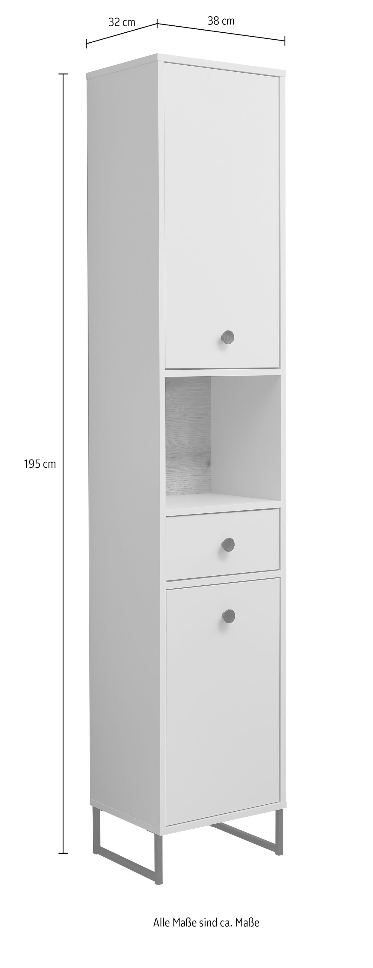 BASIC by Balculina Hochschrank »Linea« 1 Stk. tlg. Breite 60cm, U-Profil Füsse, Unterflurauszug