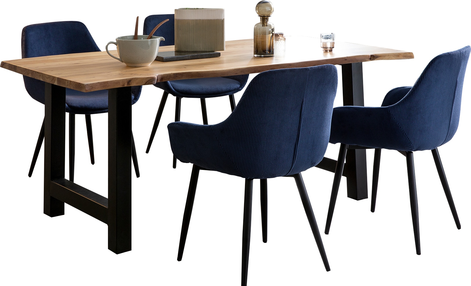 SalesFever Ensemble de salle à manger »Elegante Essgruppe für stilvolles Speisen« Ensemble, 5 cuis tlg. bois massif huilé et ciré deux fois