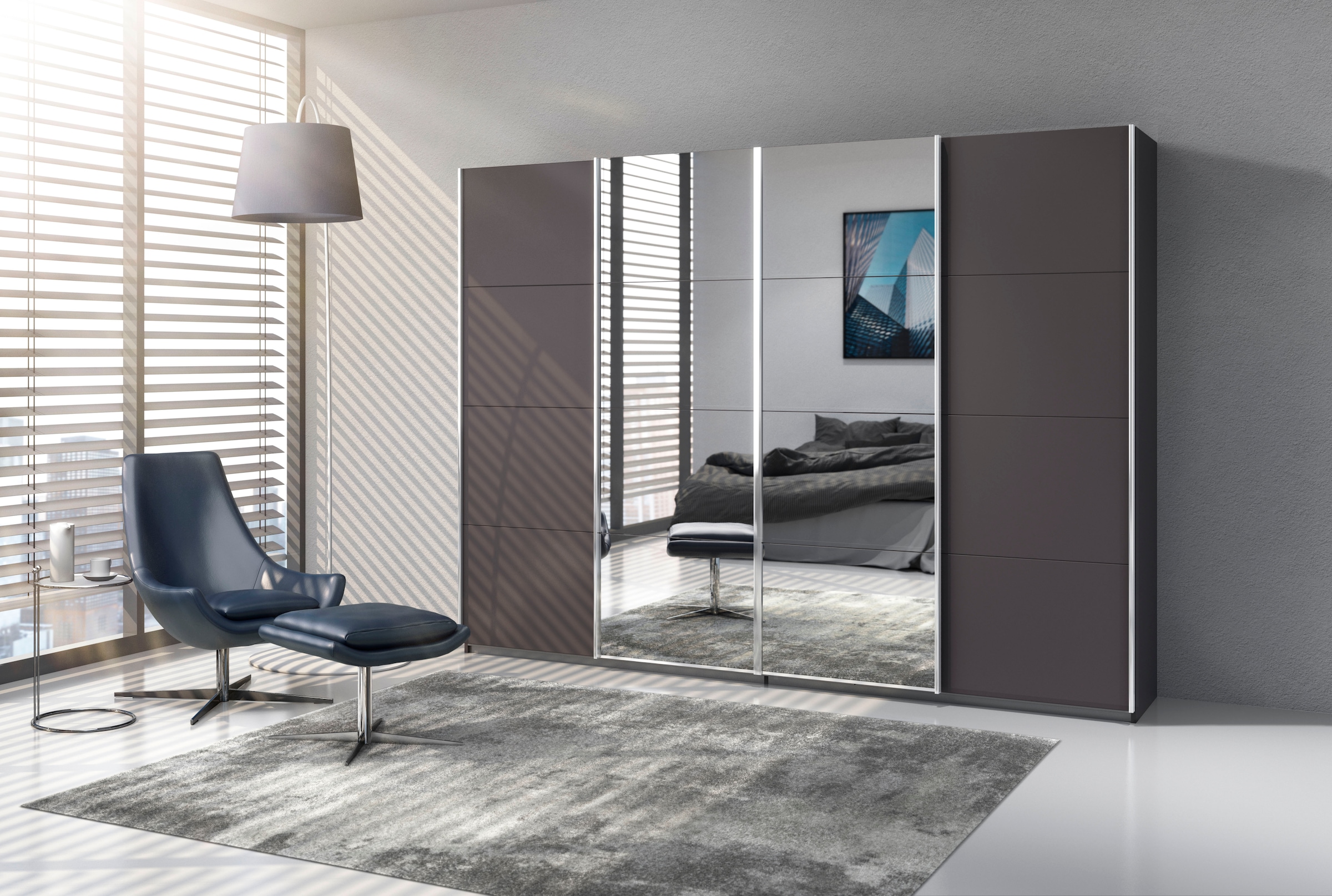 rauch Schwebetürenschrank »Kleiderschrank Schrank Garderobe Wäscheschrank Ankleide SYNCRONO« Breiten 271/316/361 cm Höhen 211/230 cm,  mit Synchronöffnung