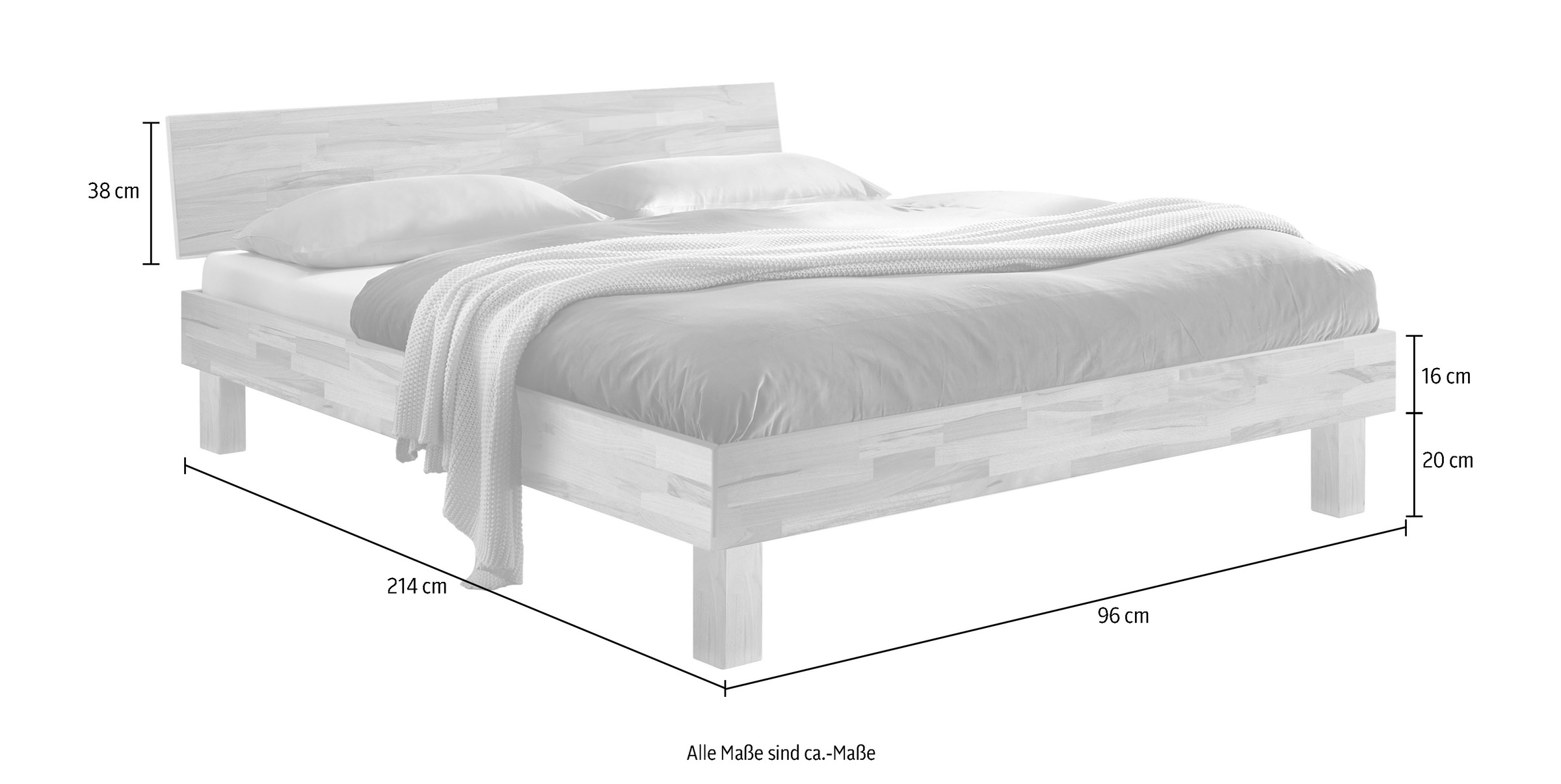 HASENA Lit en bois »Forti« hauteur des pieds 20 cm