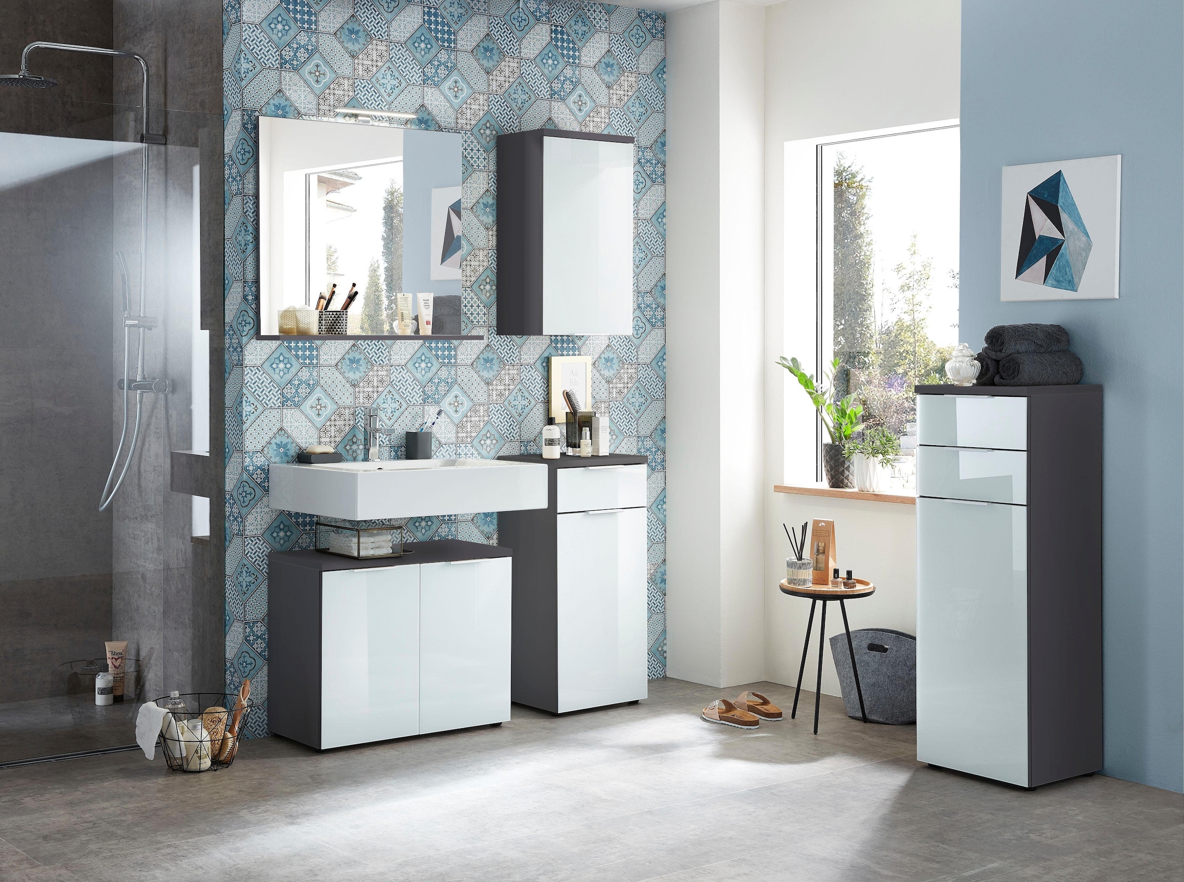 GERMANIA Armoire basse »Pescara« Front mit Glasauflage