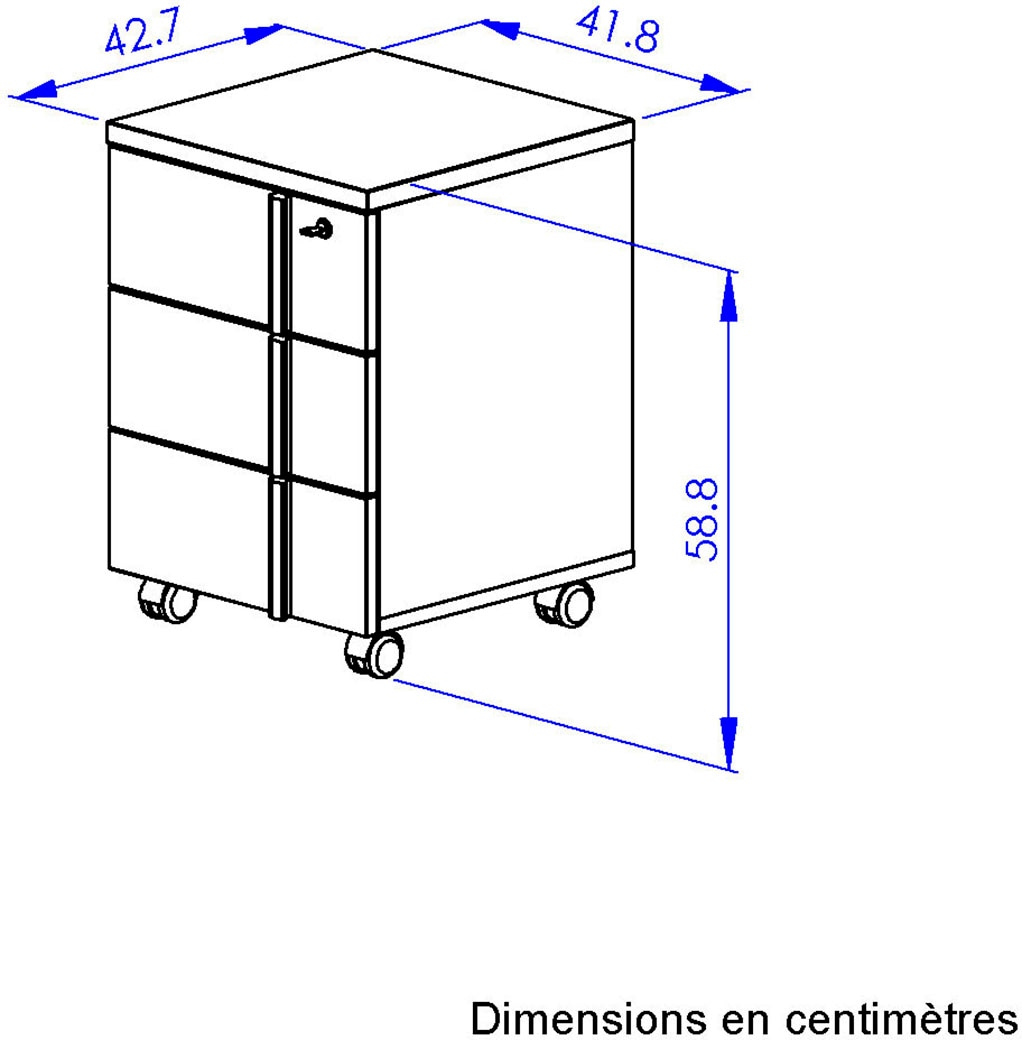 Gami Armoire à rideau »ITALIC« Fonctionnel et mobile – s'adapte parfaitement sous votre bureau