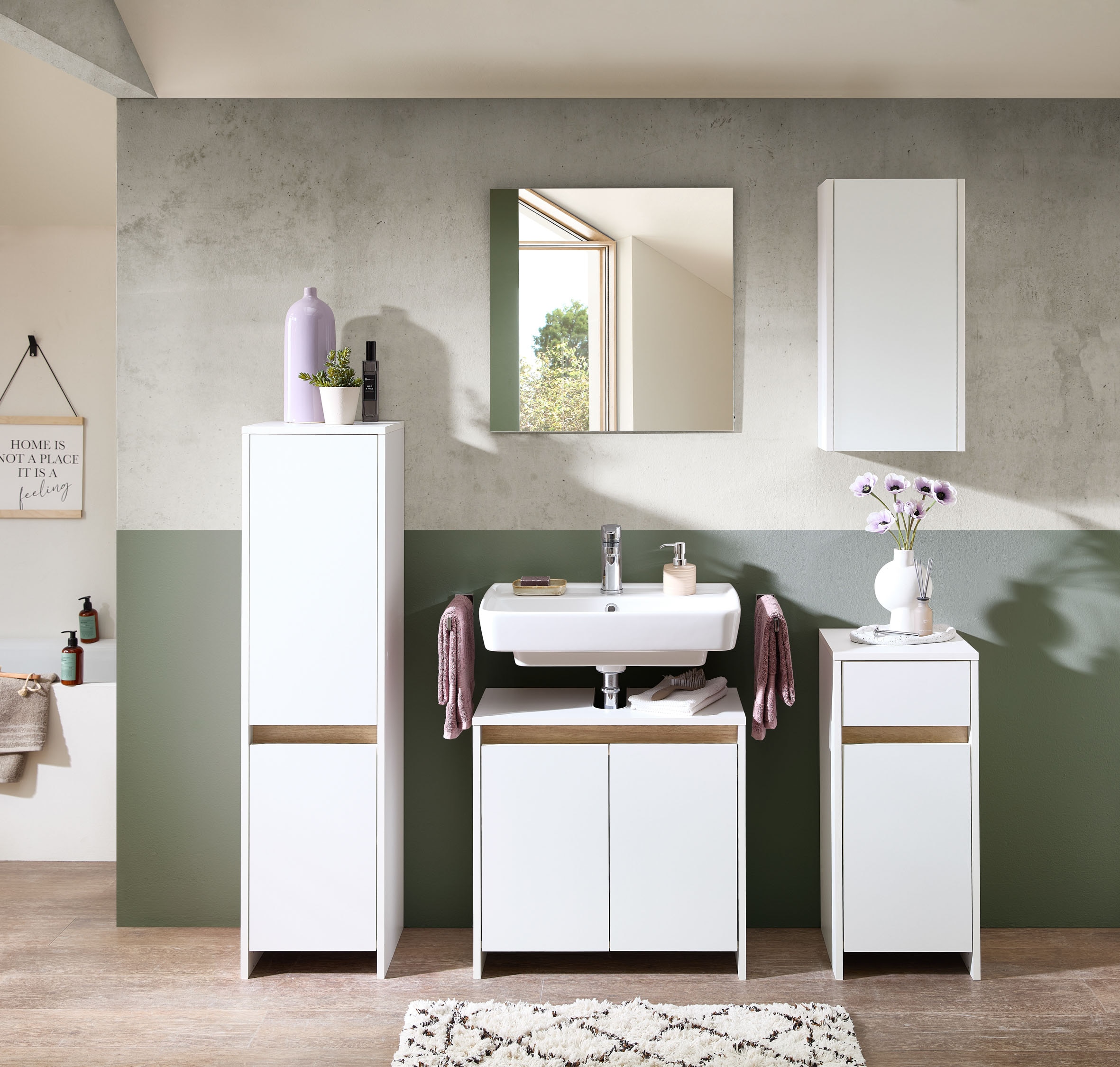 Saphir Ensemble de meubles de salle de bain »Quickset 100, 5-teilig, mit Holzeinlegeböden, 94cm breit« 5 cuis tlg.