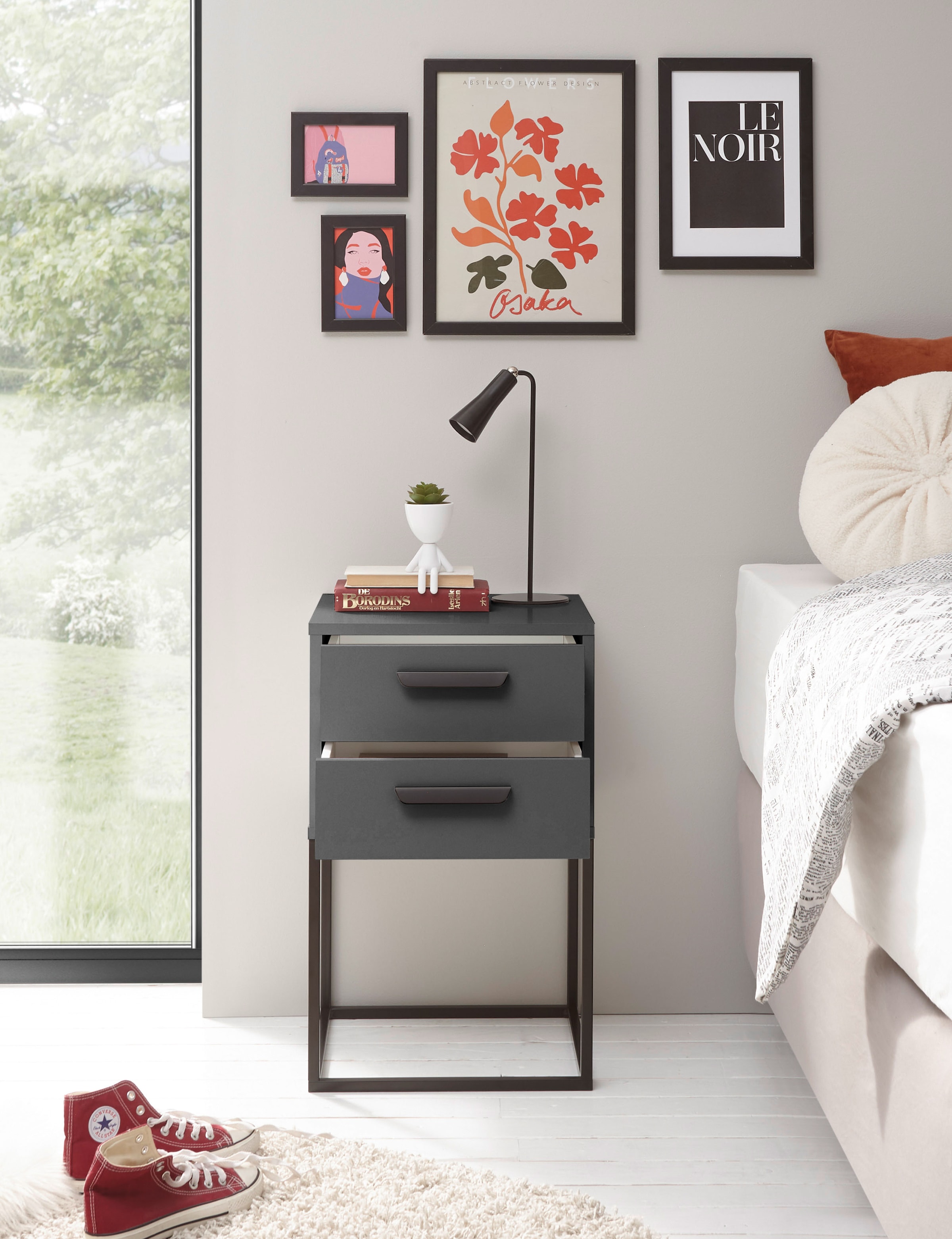 Schlafkontor Table de nuit »Suna Kommode, Nachttisch, Nachtschrank« auf Metallgestell