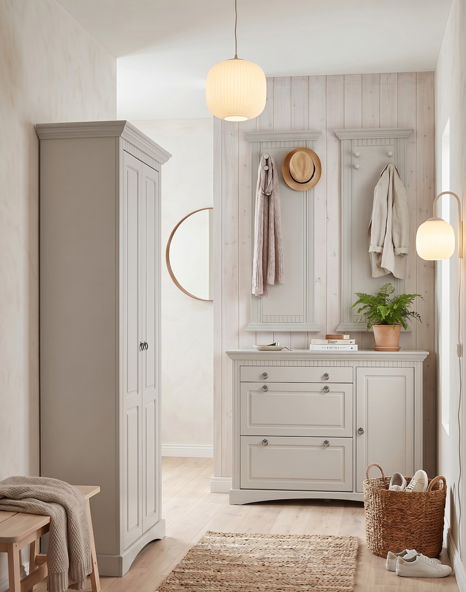 GOODproduct Panneau de vestiaire »Rustic, Set aus 2 Paneelen, Landhausstil« 2 cuis tlg. en pin massif, avec rainures décoratives