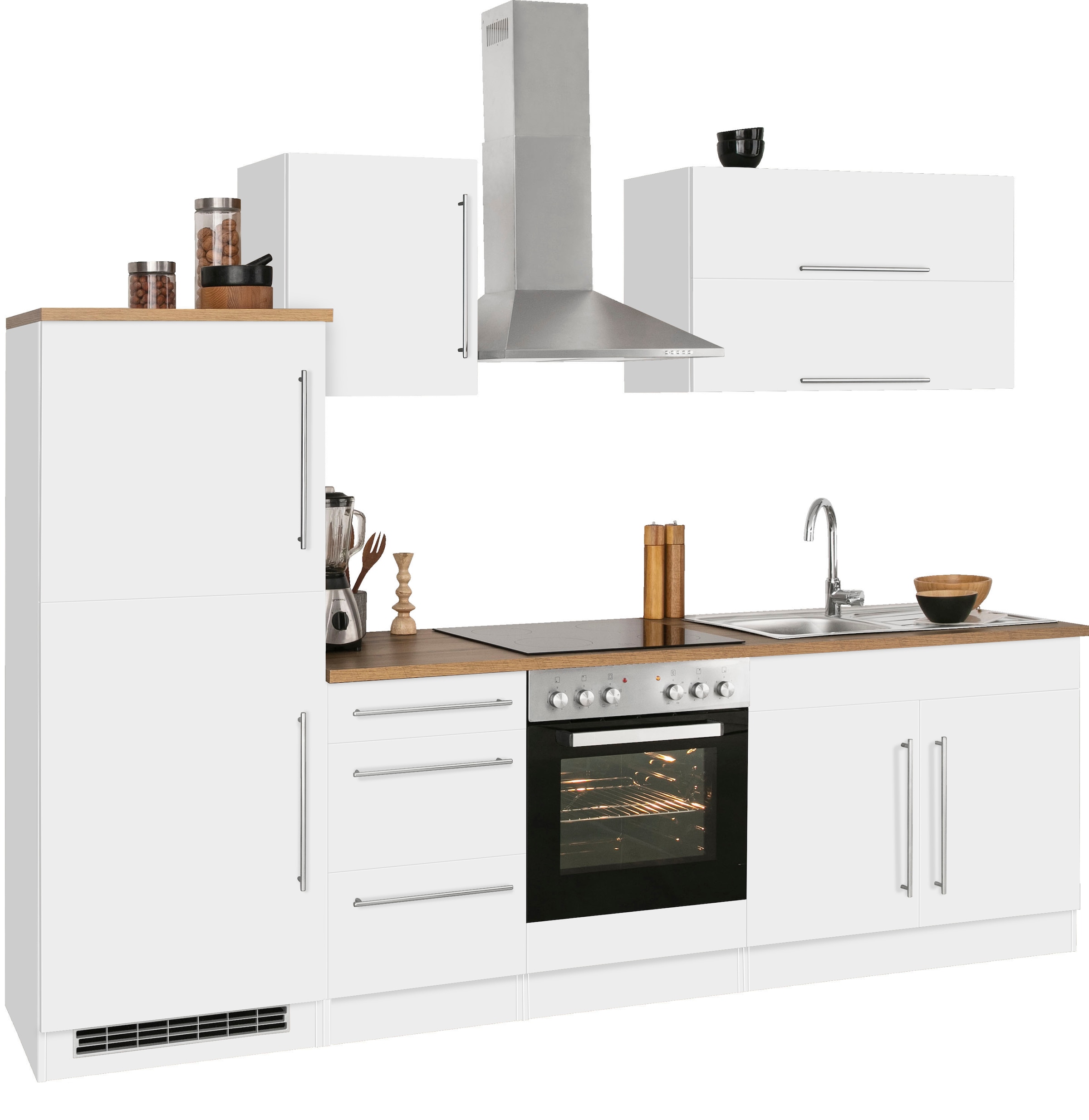 KOCHSTATION Kitchenette »KS-Samos« largeur 270 cm, avec appareils électroménagers en option, avec plan de travail