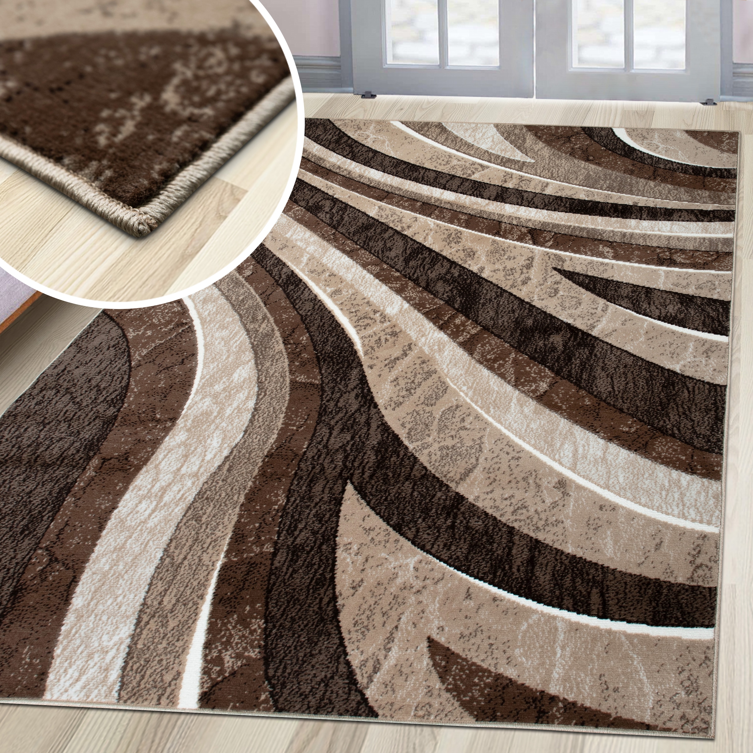 my home Teppich »Livil, modernes Wellen-Design« rechteckig 8 mm Höhe 3D-Effekt, Kurzflor, Wohnzimmer, Esszimmer, Schlafzimmer