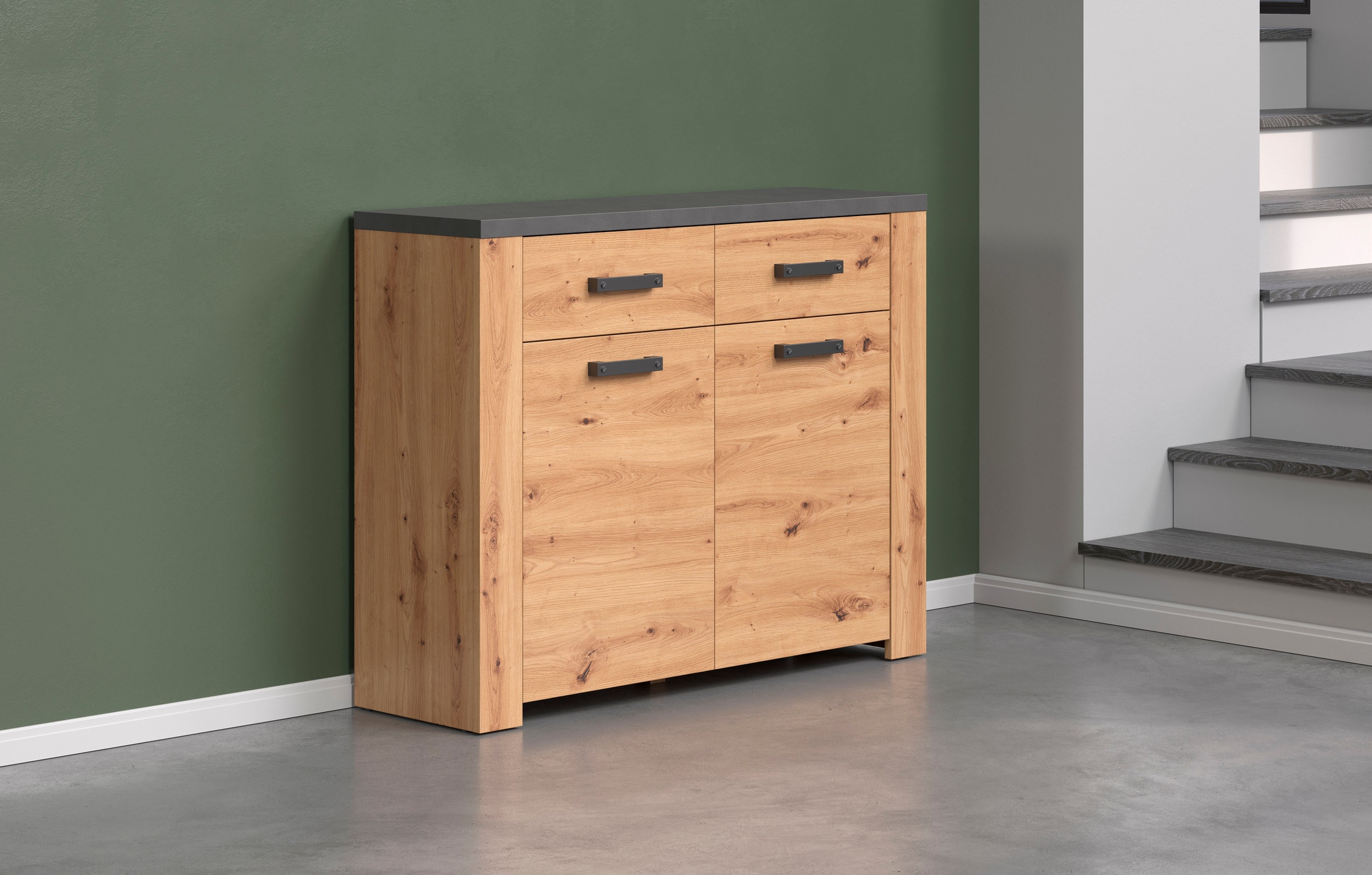 Home affaire Commode »Ambres« 1 cuis tlg. Kommode mit 2 Türen & 2 Schubladen - (B/T/H) 116/35/91 cm