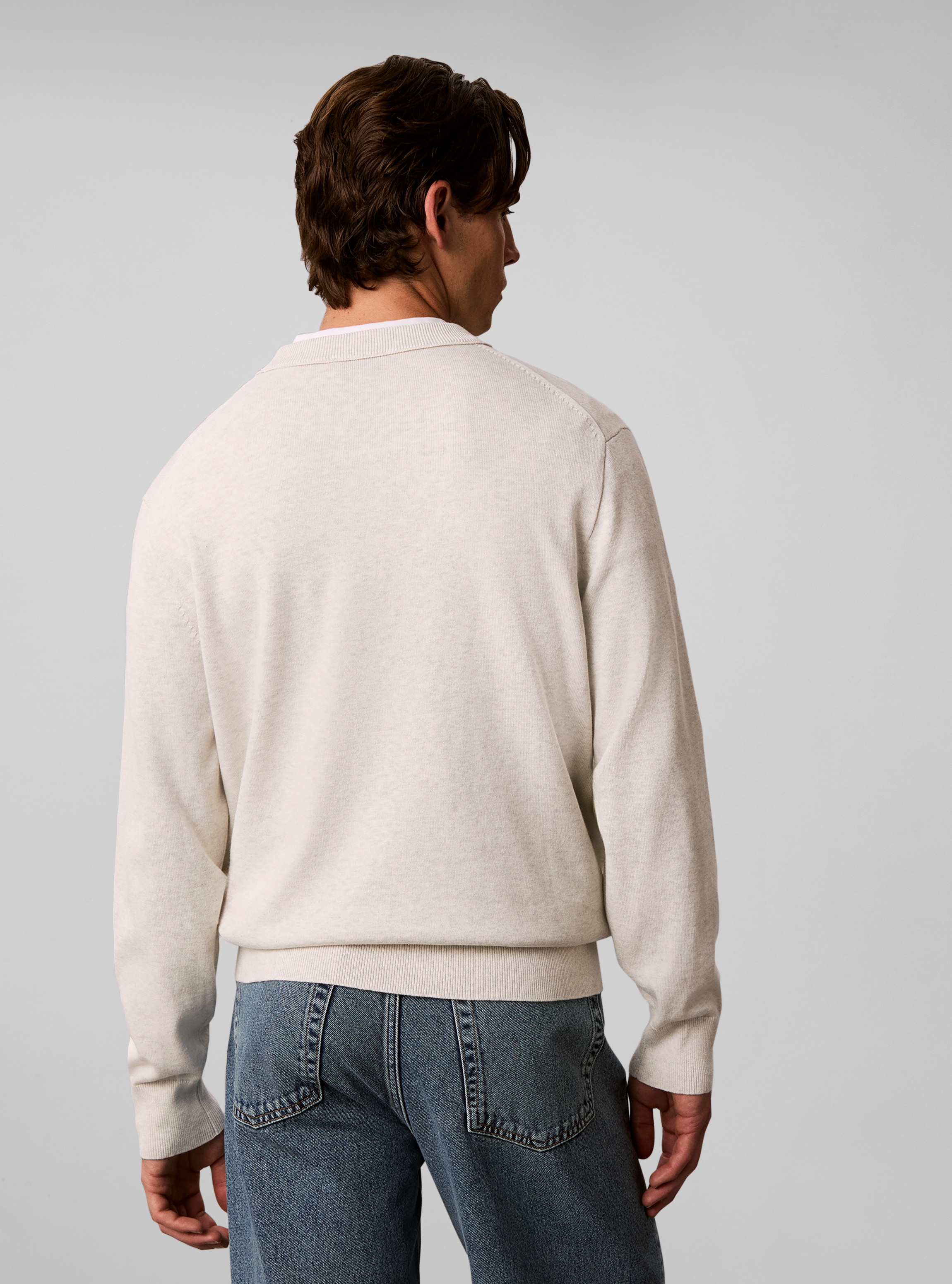 Calvin Klein Pull à col rond »COTTON MONOLOGO« Coupe régulière avec col rond