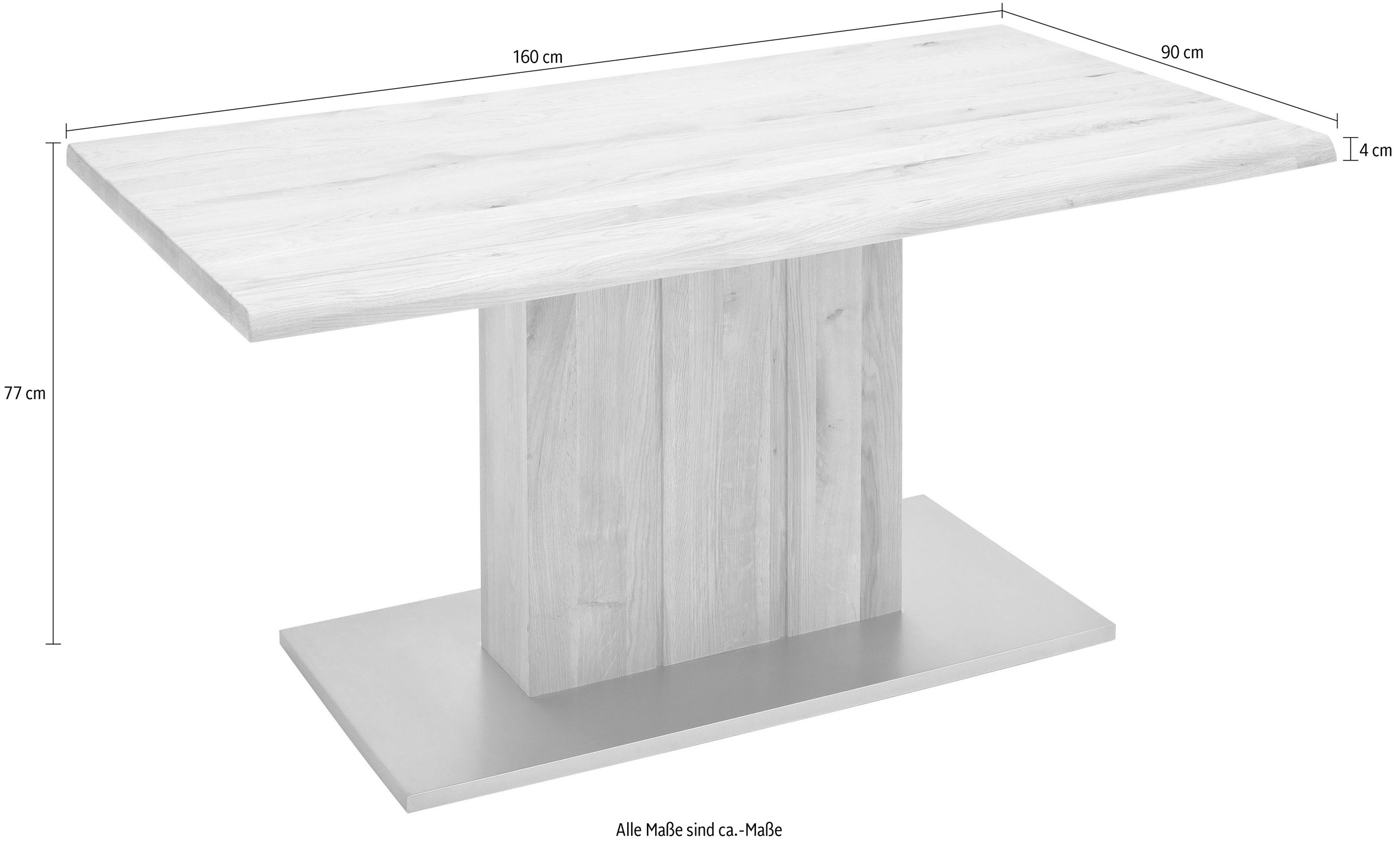 MCA furniture Esstisch »Greta« Esstisch mit Baumkante, gerader Kante oder geteilter Tischplatte